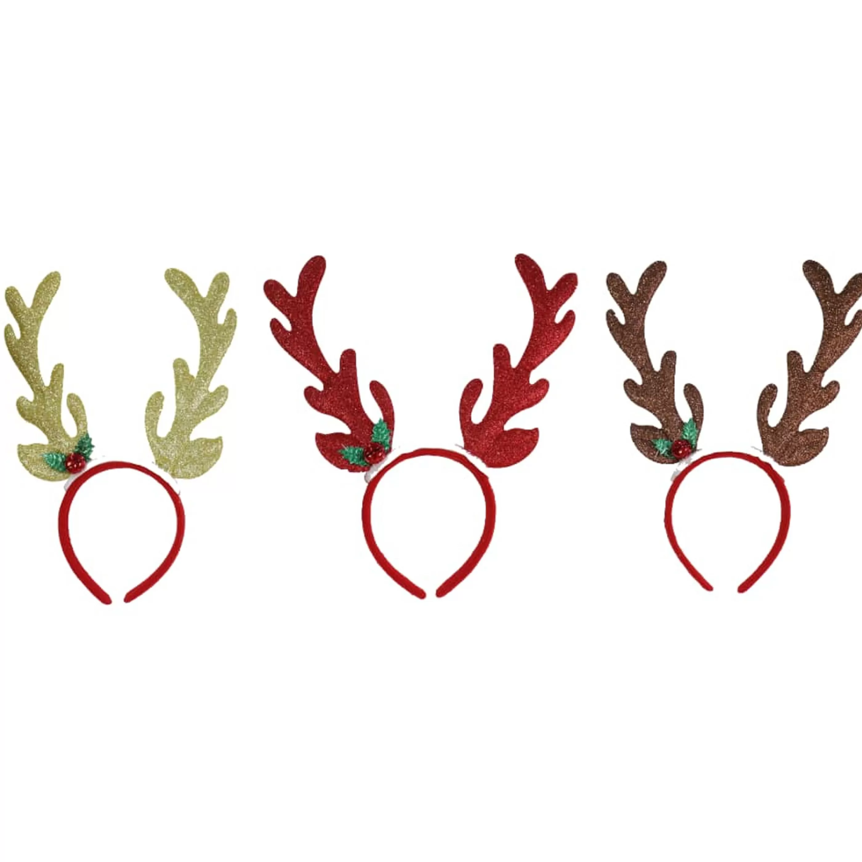 New * Festive Headband Reindeer Antlers With Holly (3 Colours)