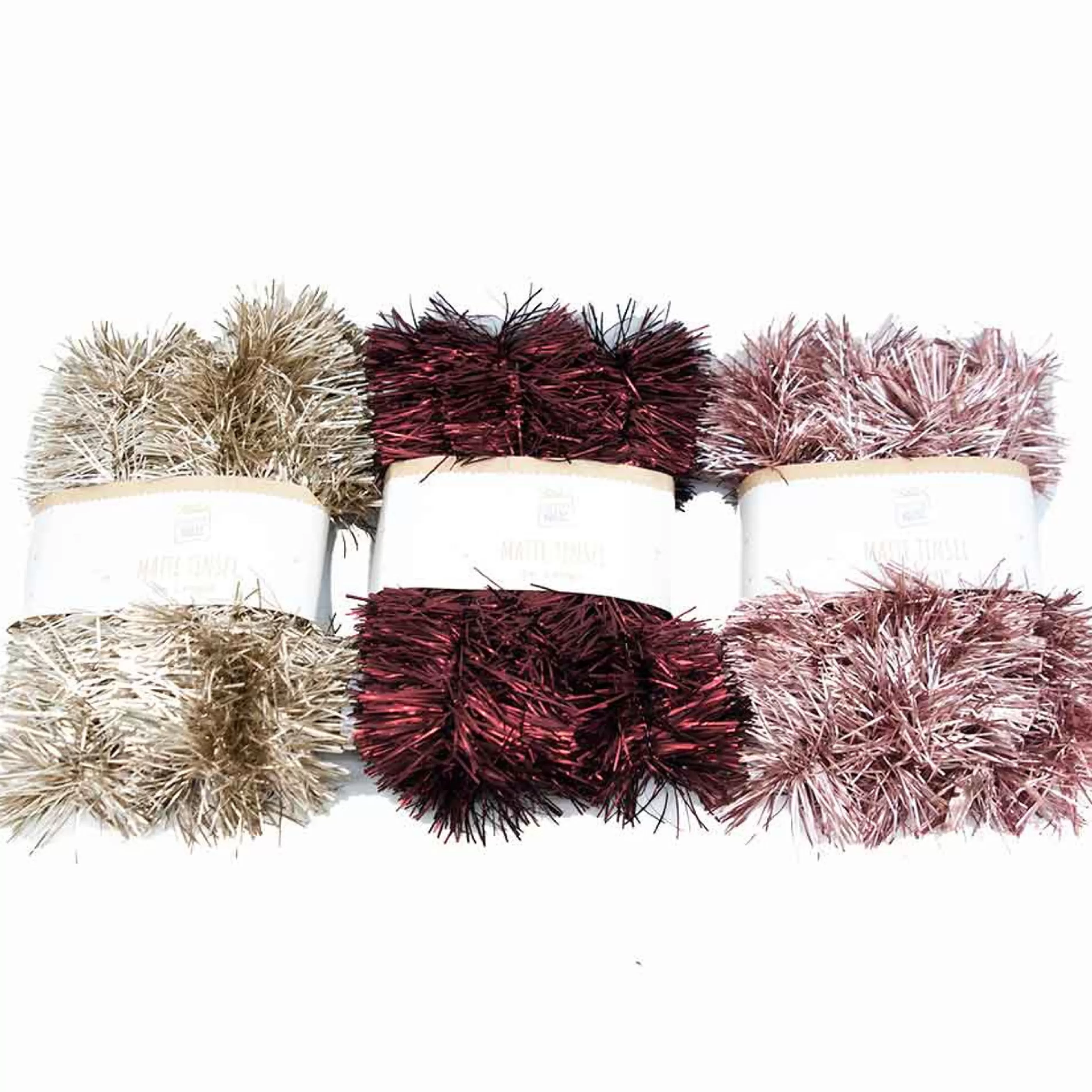 * Christmas Tinsel & Foil Decorations | Fine Matte Tinsel 5Ply/7Cm (3 Colours) - 3M