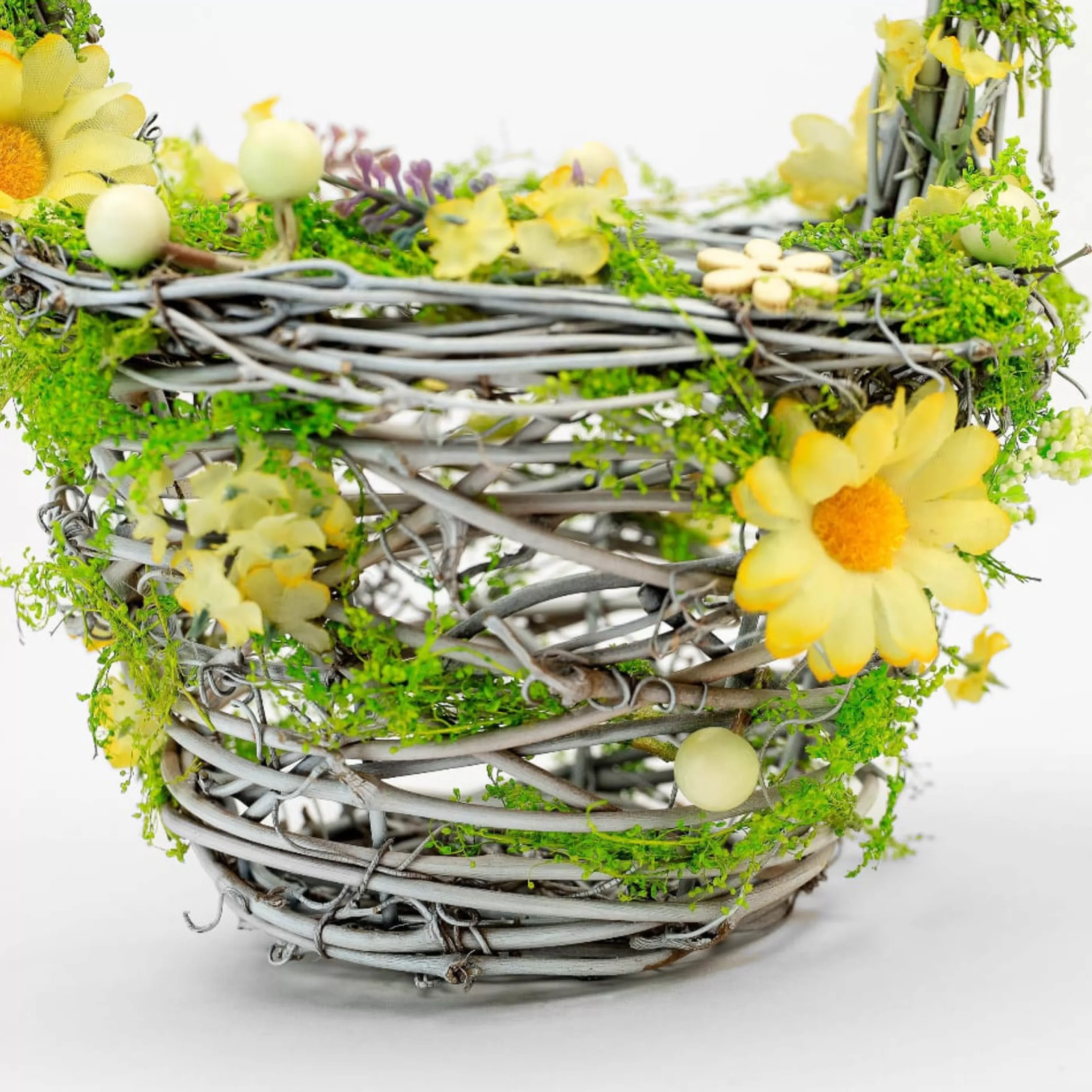 Easter Town Floristry | Floral Daisy Easter Basket With Handle - 27Cm