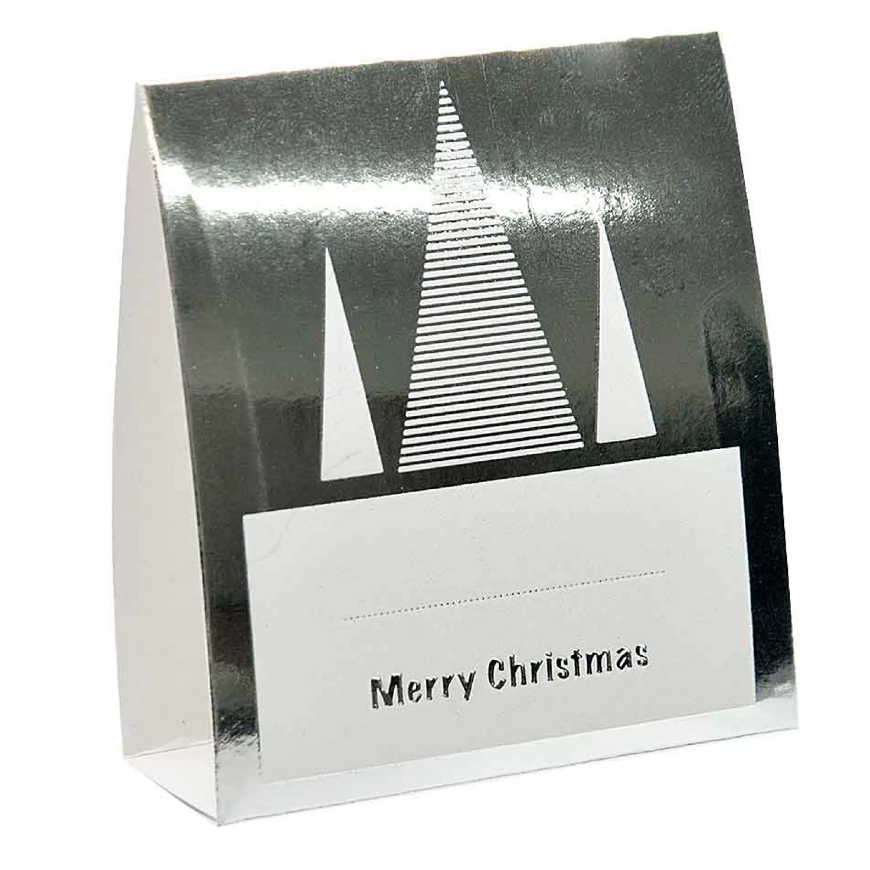 * Table Top Decorations | Foil Stripe Christmas Place Cards Silver - 20Cm