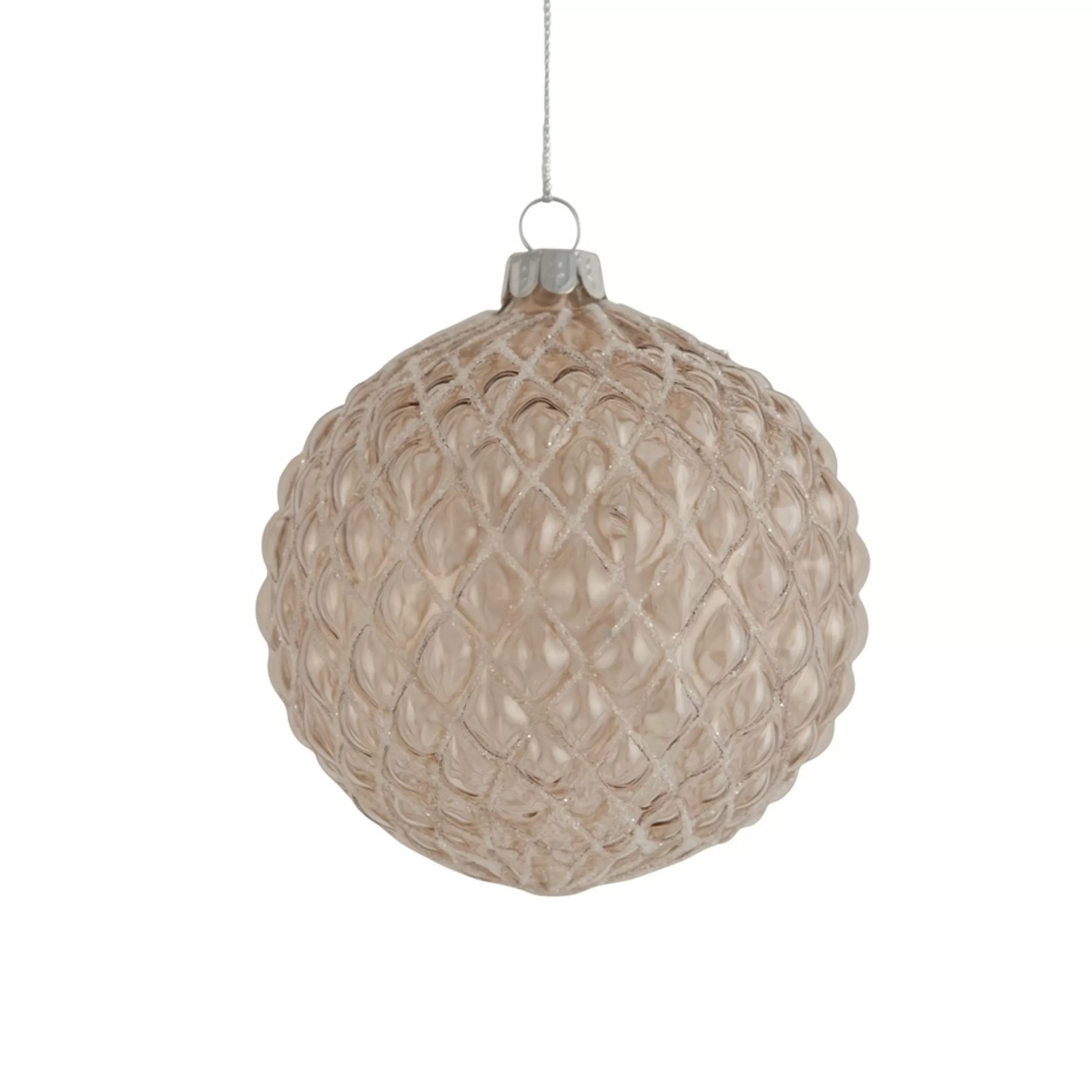 * Hanging Christmas Ornaments | Frosted Champagne Glass Bauble - 10Cm