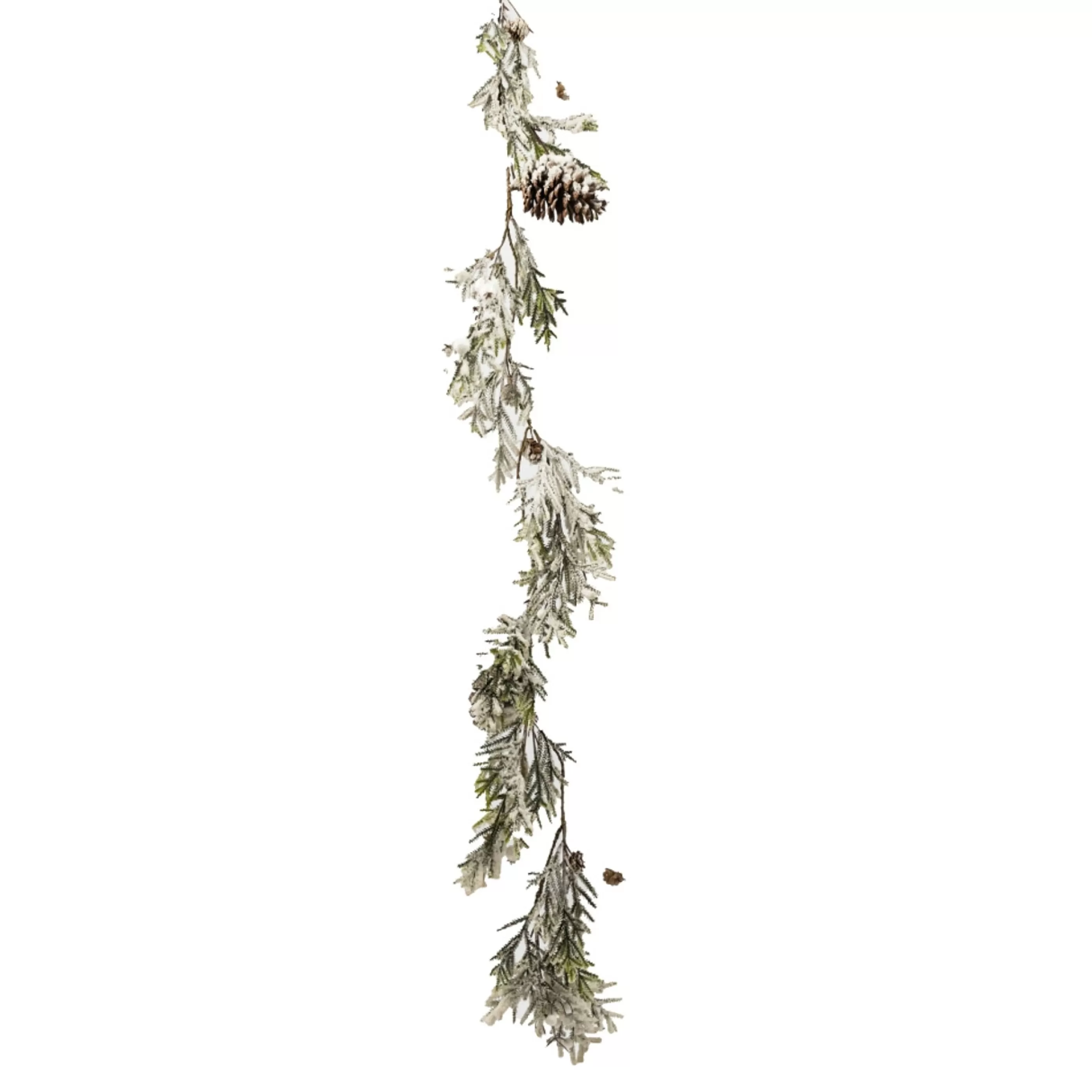 * Garlands | Frosted Vine Garland With Pinecones - 63Cm