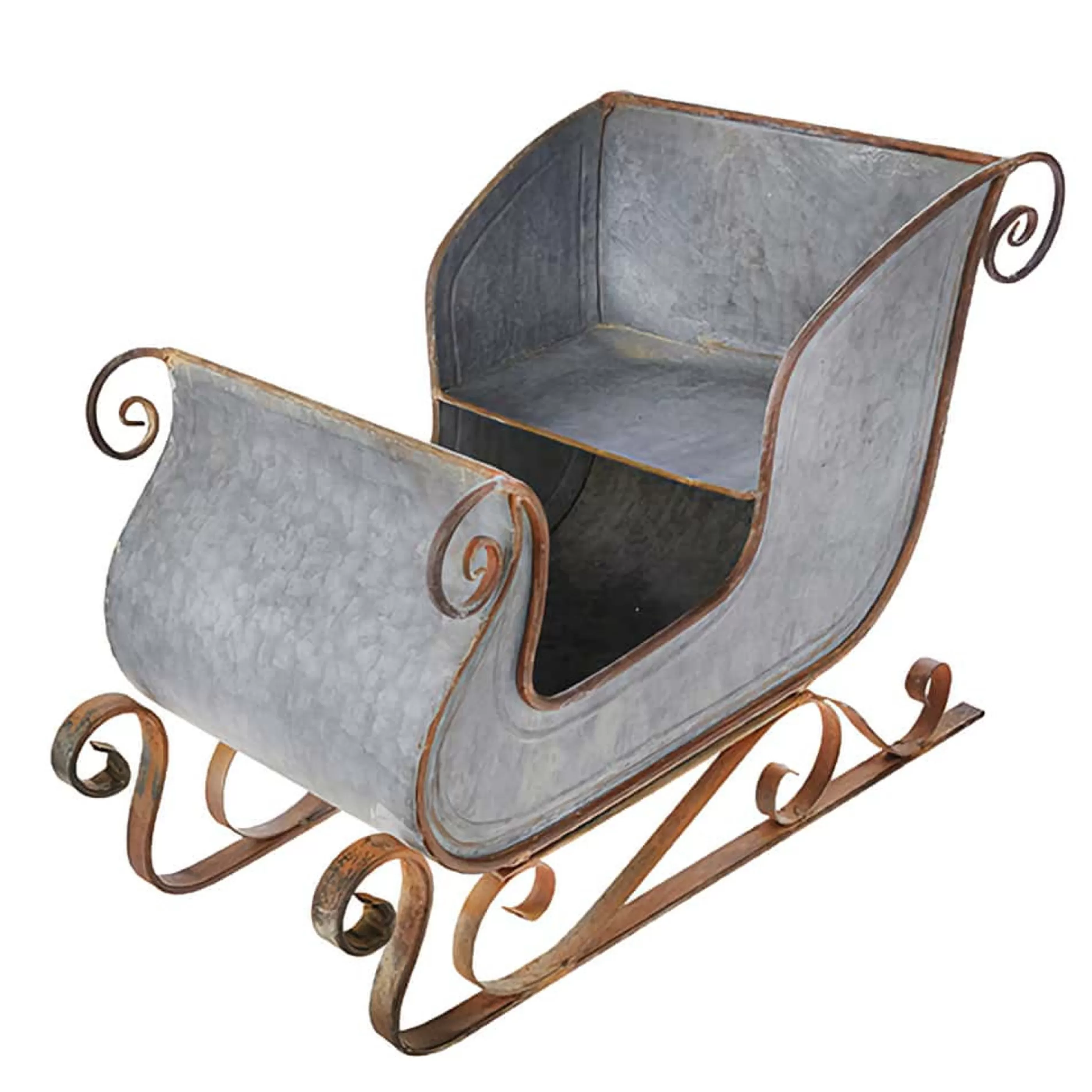 RAZ Imports Table Top Decorations | Galvanised Metal Sleigh - 70Cm