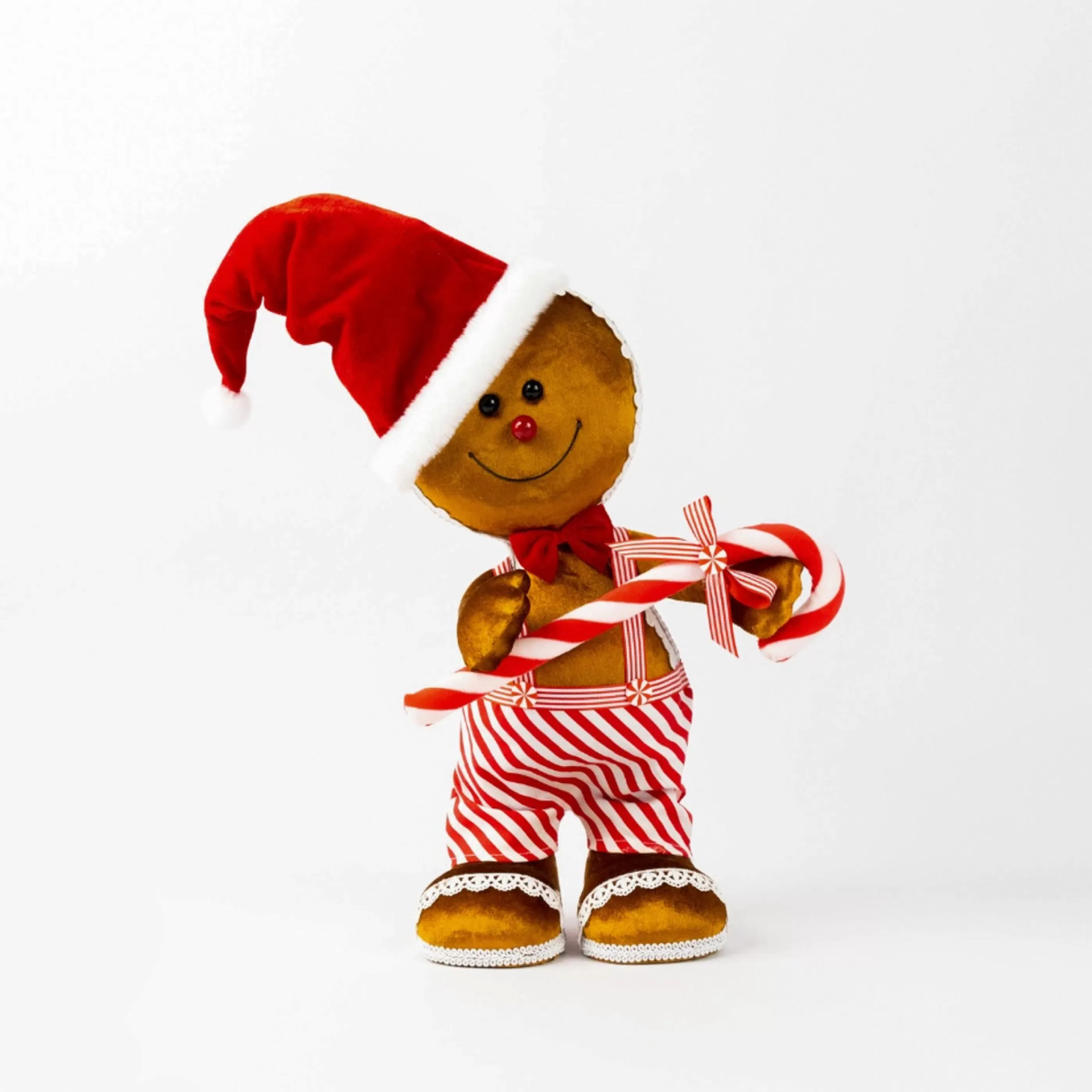 * Table Top Decorations | Gingerbread Boy With Candy Cane - 42Cm