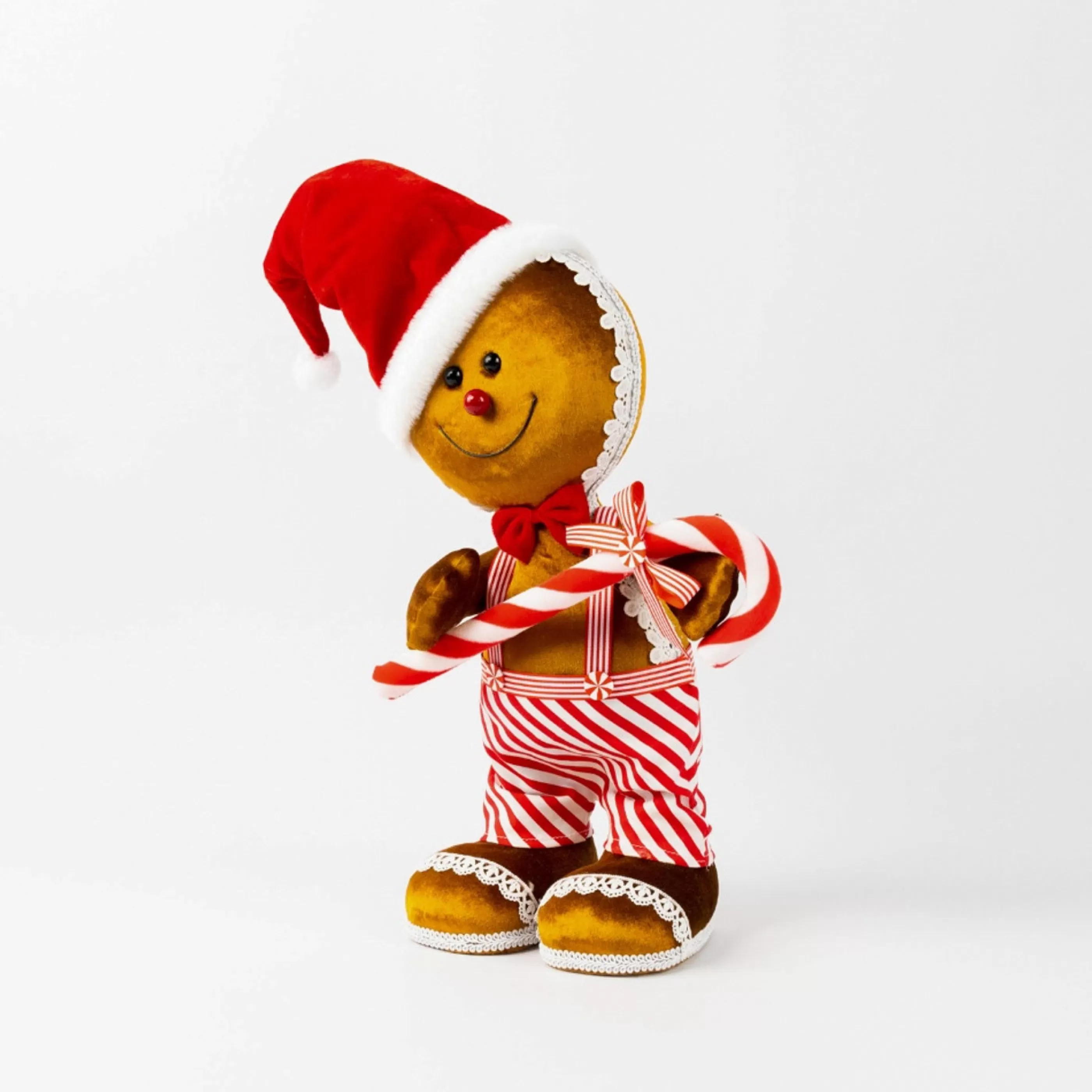 * Table Top Decorations | Gingerbread Boy With Candy Cane - 42Cm