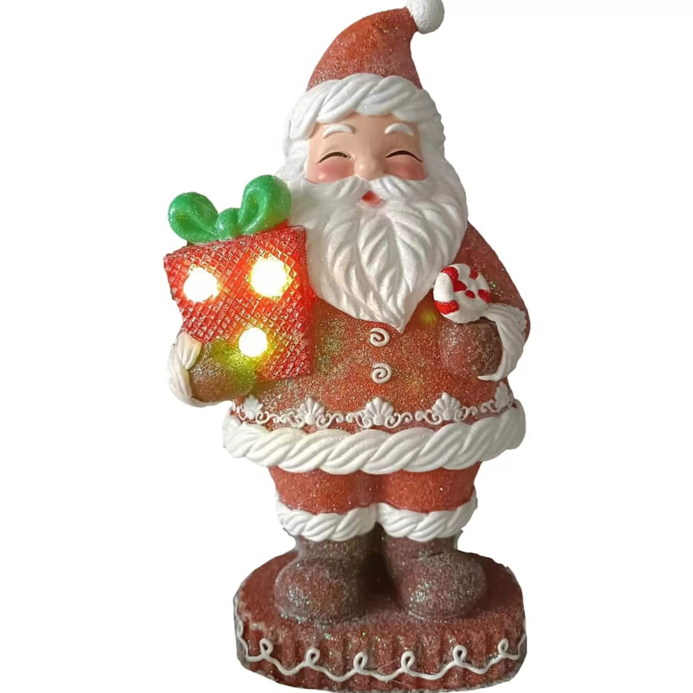 * Gingerbread Candy Christmas | Gingerbread Santa With Led Light - 28Cm