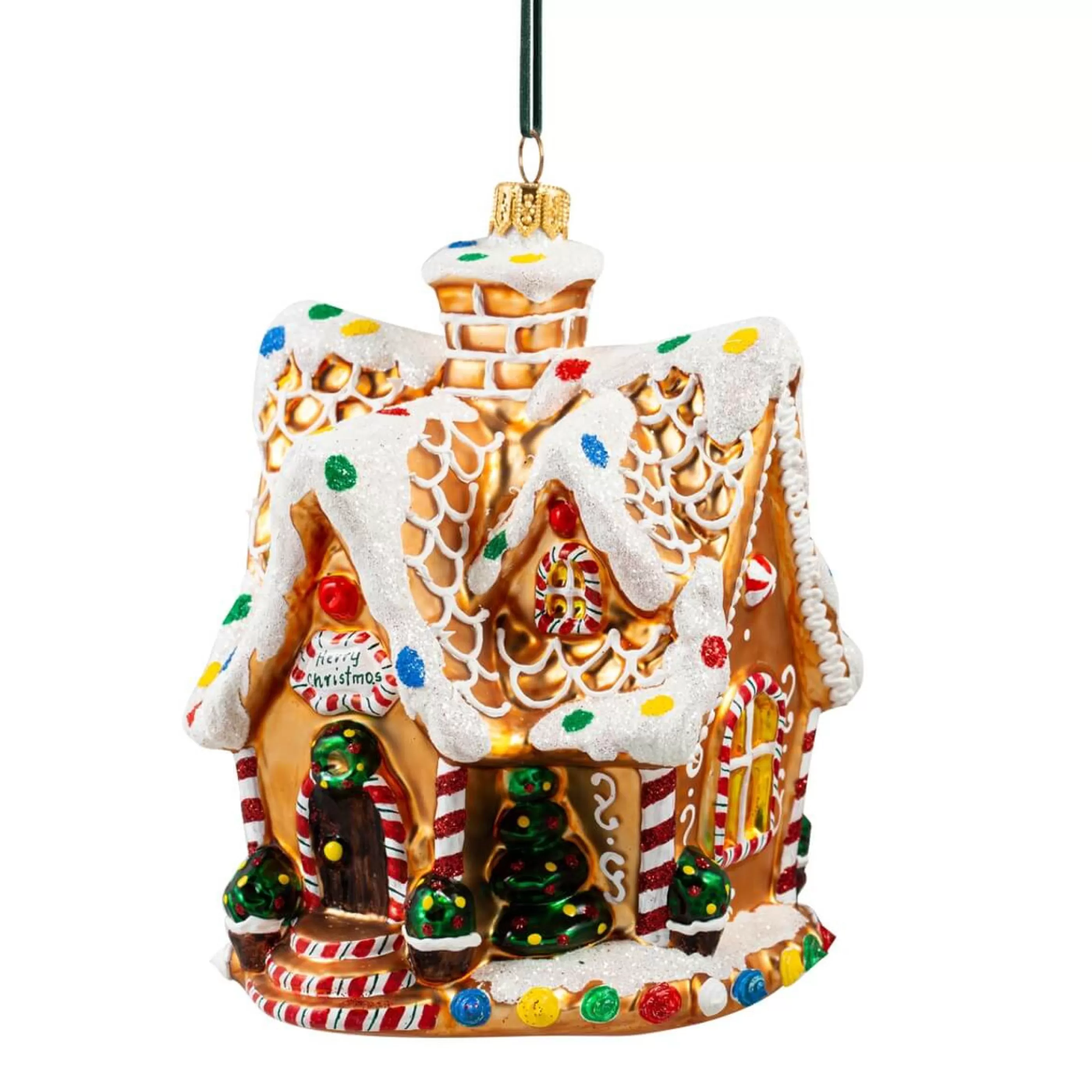 * Glass Ornaments | Glass Gingerbread House Ornament - 14Cm