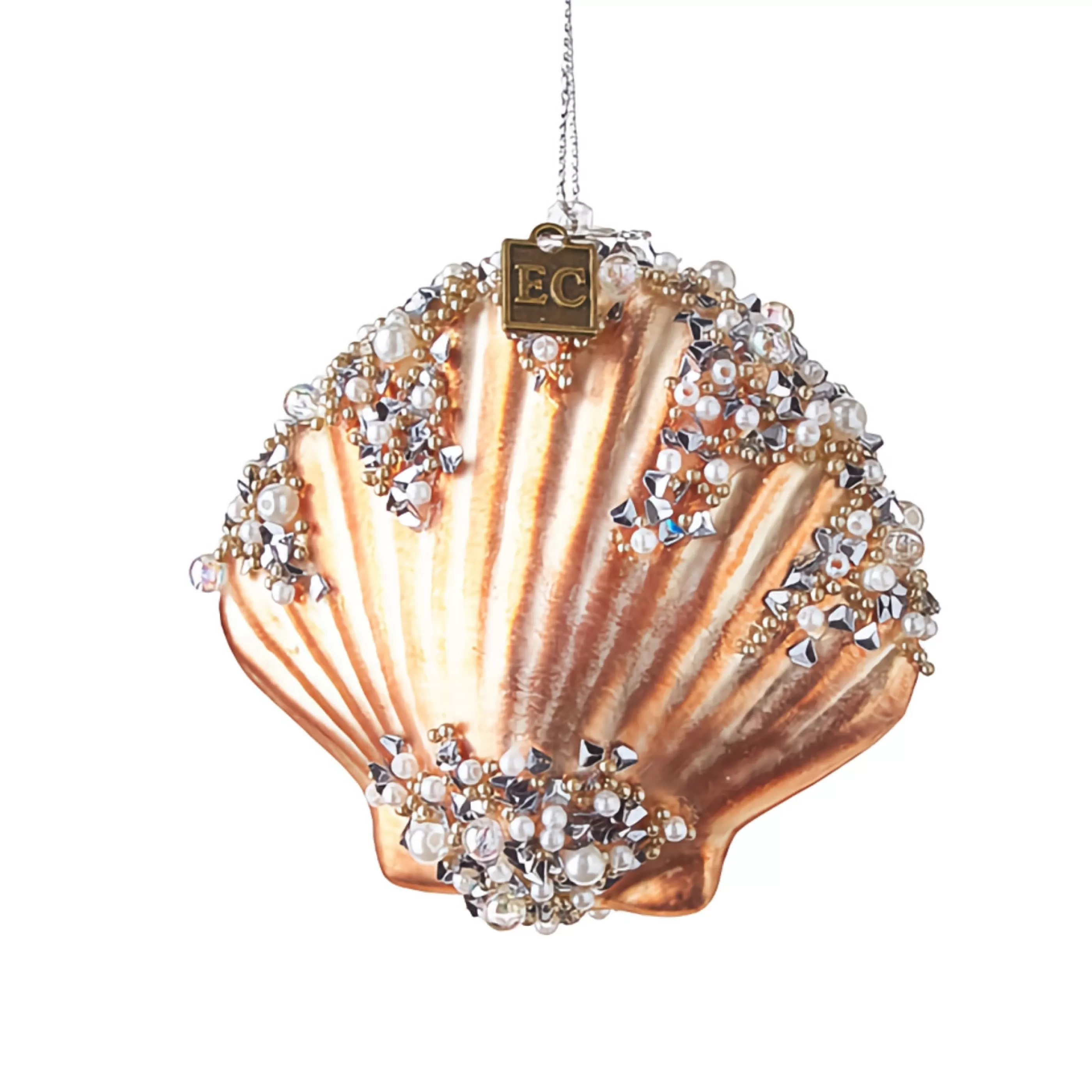 RAZ Imports Glass Ornaments | Glass Jeweled Shell Ornament - 8Cm