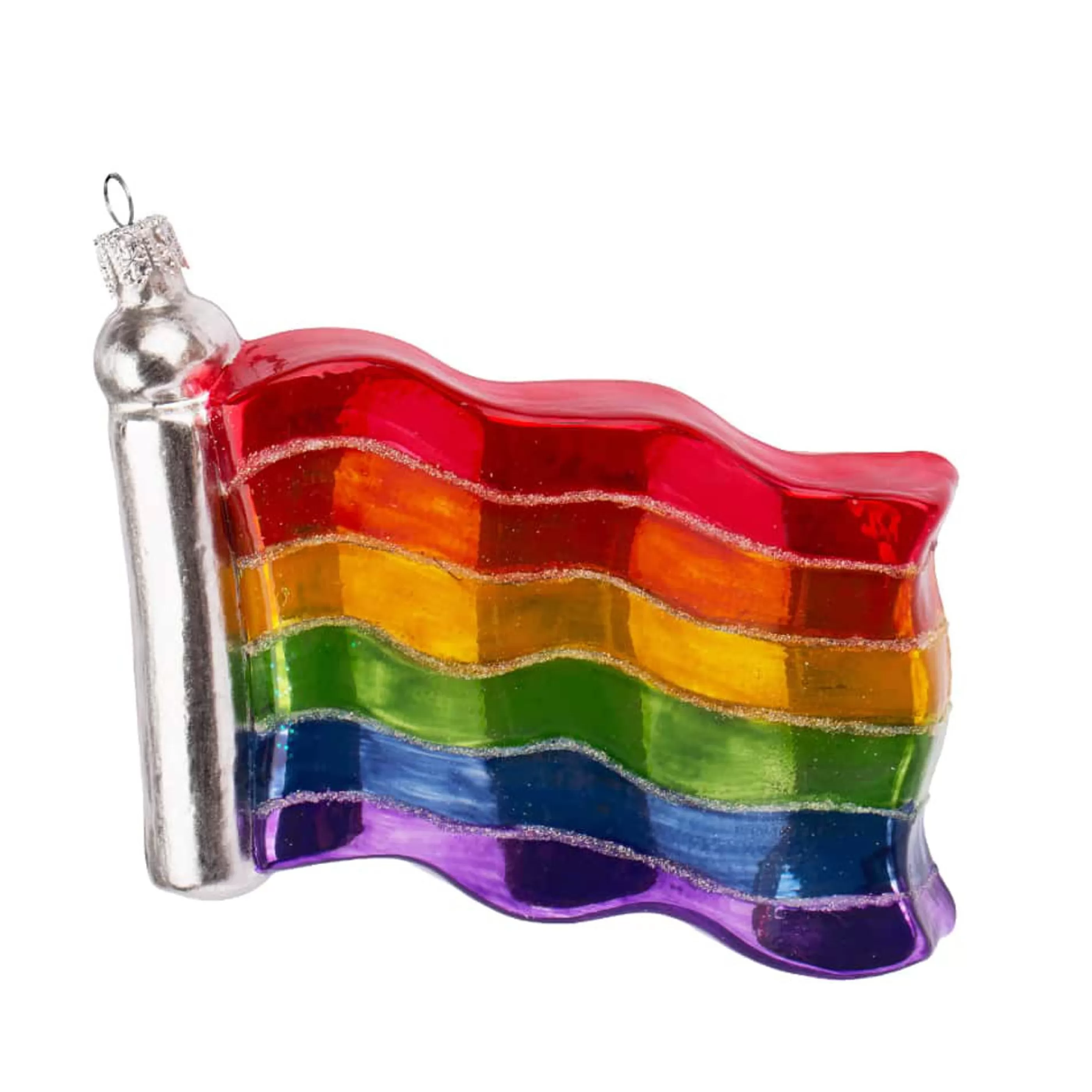 * Hanging Christmas Ornaments | Glass Pride Multicoloured Flag - 9Cm