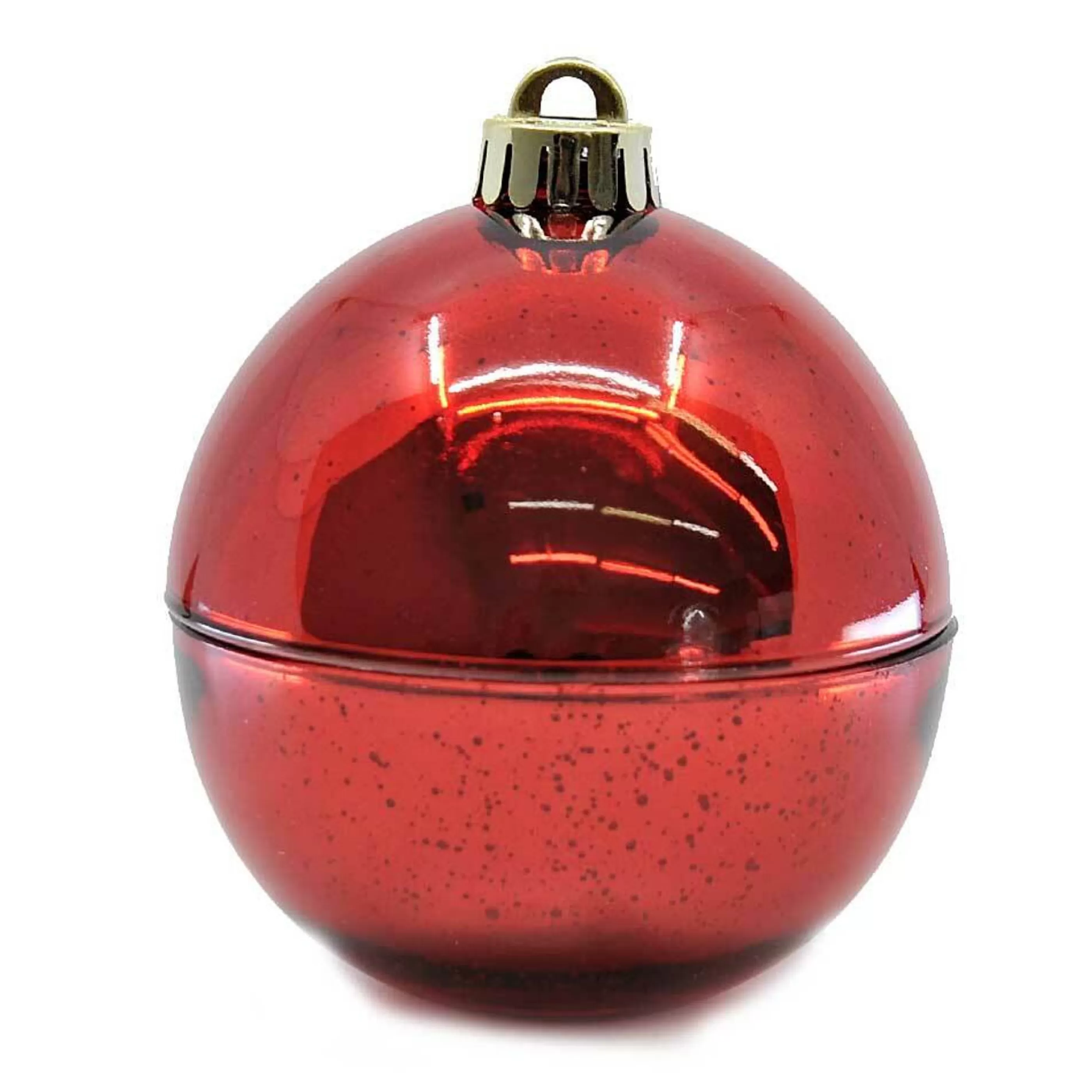 * Table Top Decorations | Glass Red Electro Plated Christmas Shaped Bauble Scented Candle