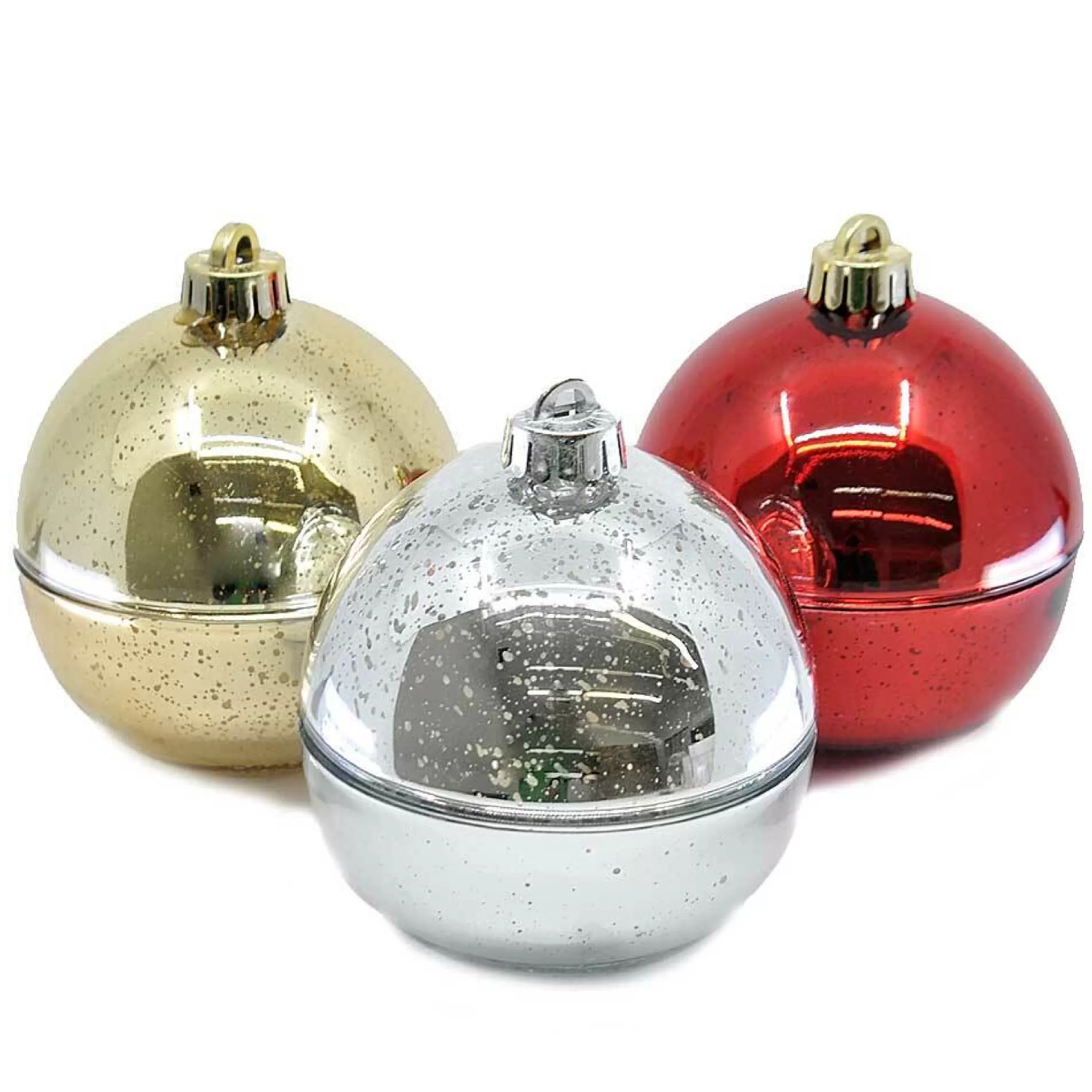 * Table Top Decorations | Glass Red Electro Plated Christmas Shaped Bauble Scented Candle