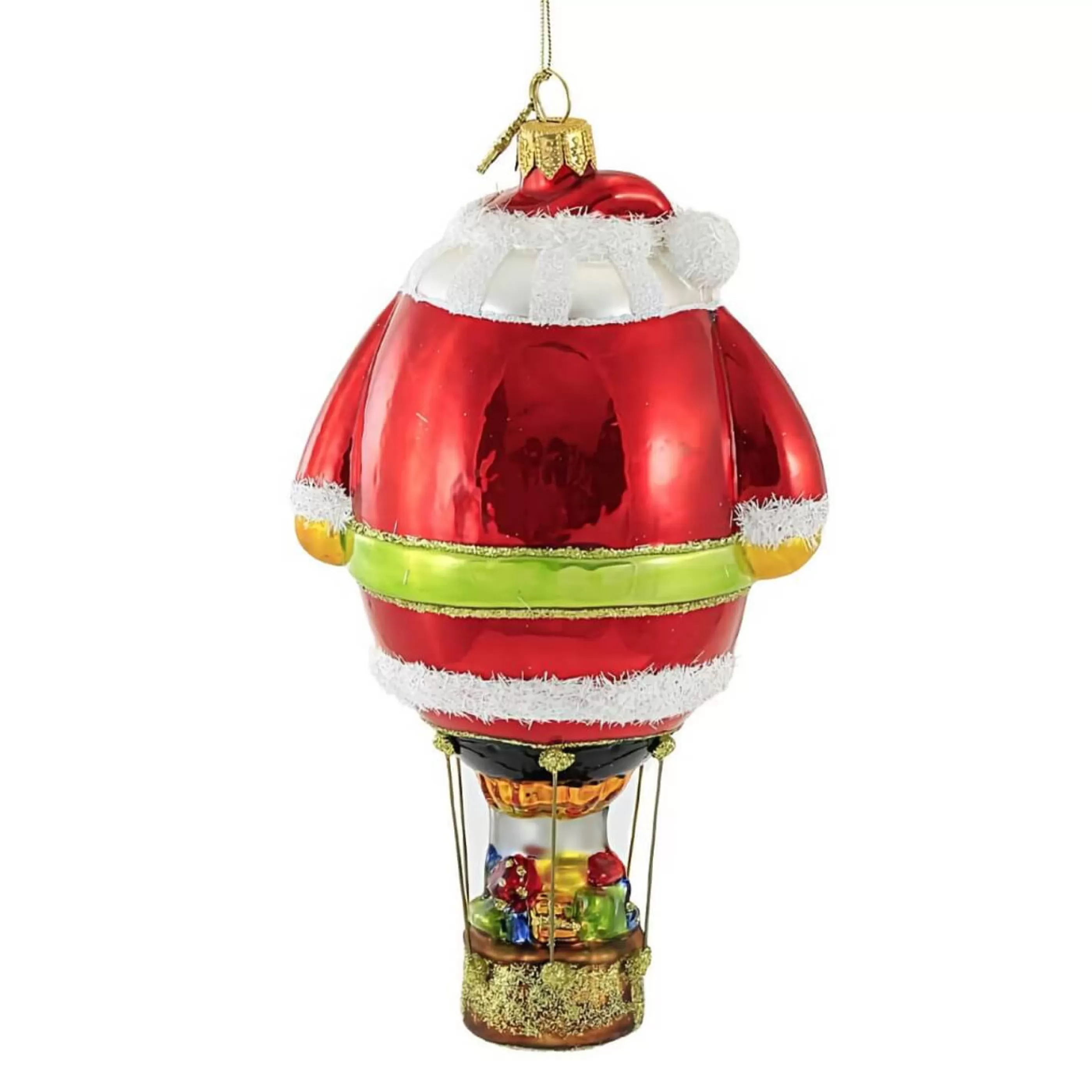 * Glass Ornaments | Glass Santa Hot Air Balloon Ornament - 19Cm