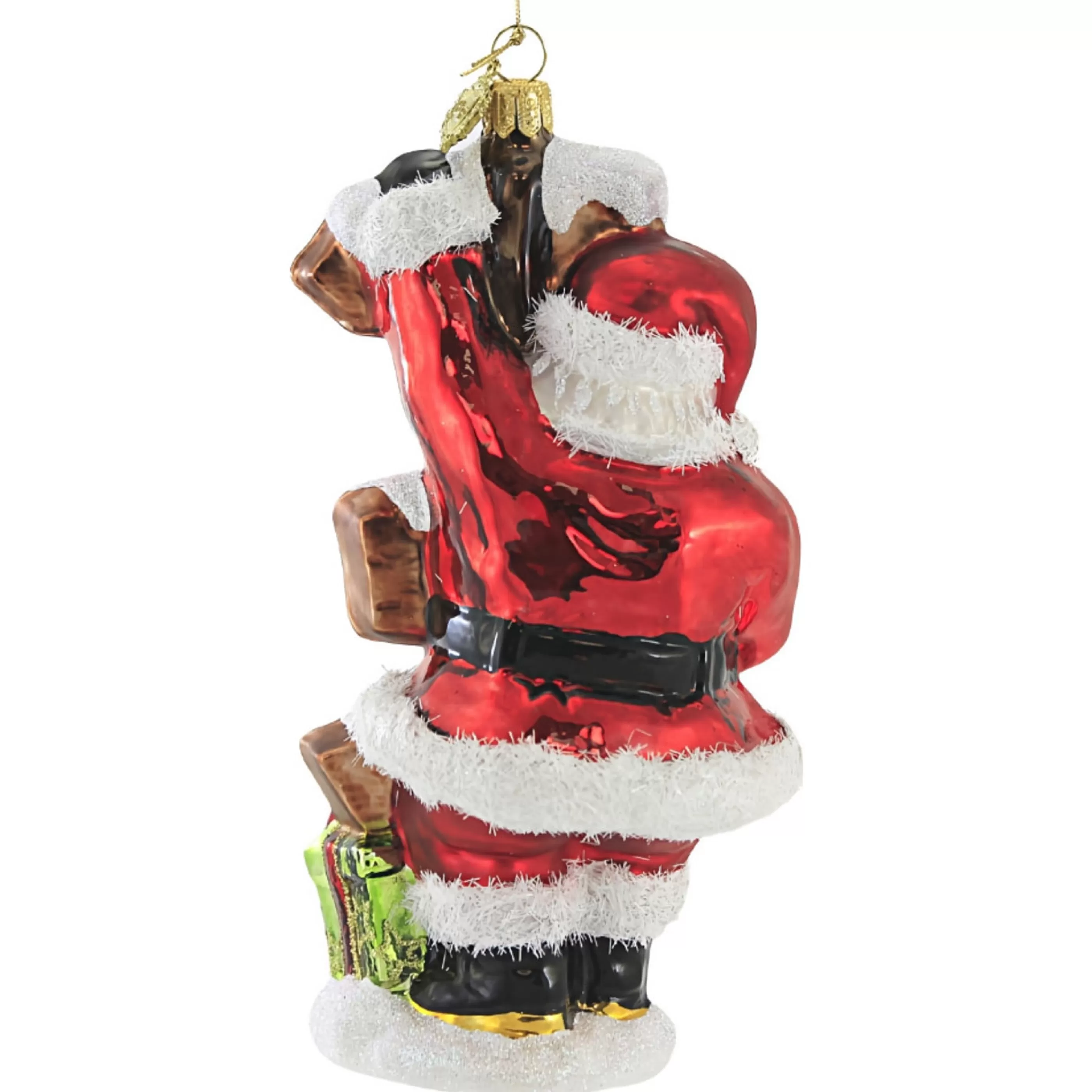 * Glass Ornaments | Glass Santa With Road Signs - 18Cm