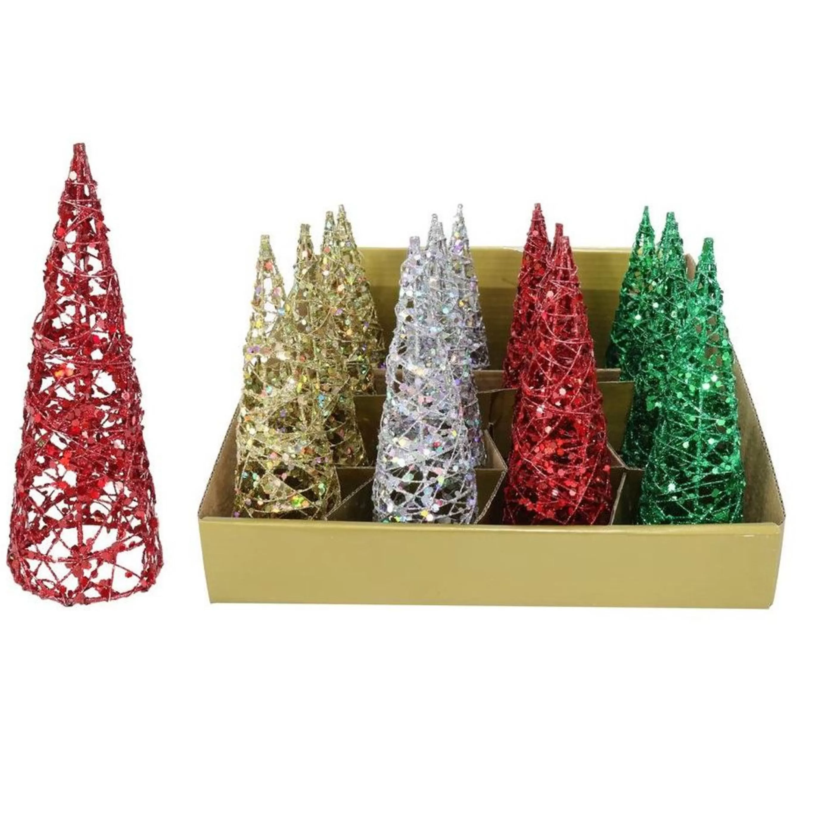 Clearance * Glitter Cone Christmas Tree (4 Colours) - 15Cm