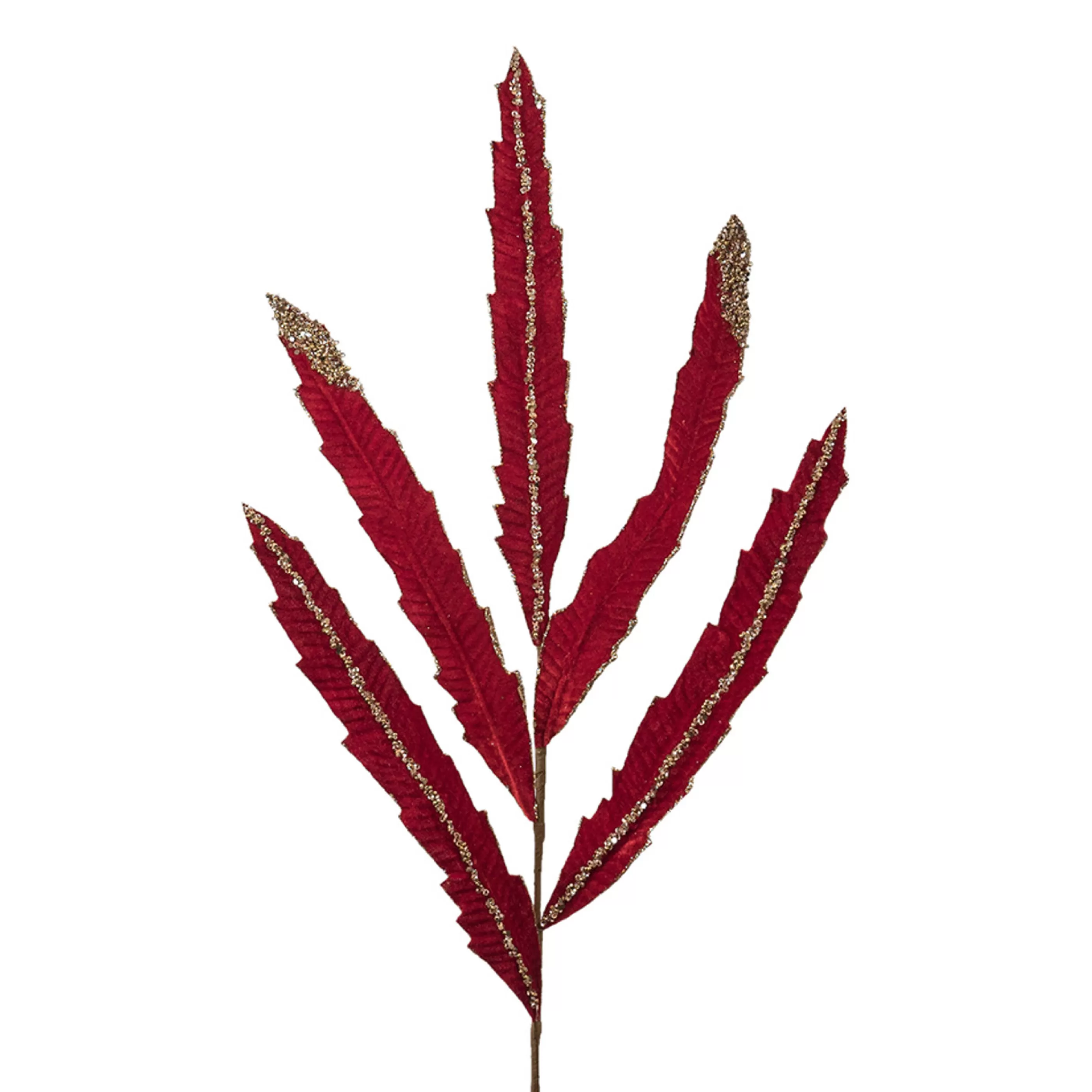 * Floristry | Glitter Leaf Spray Red & Gold - 80Cm