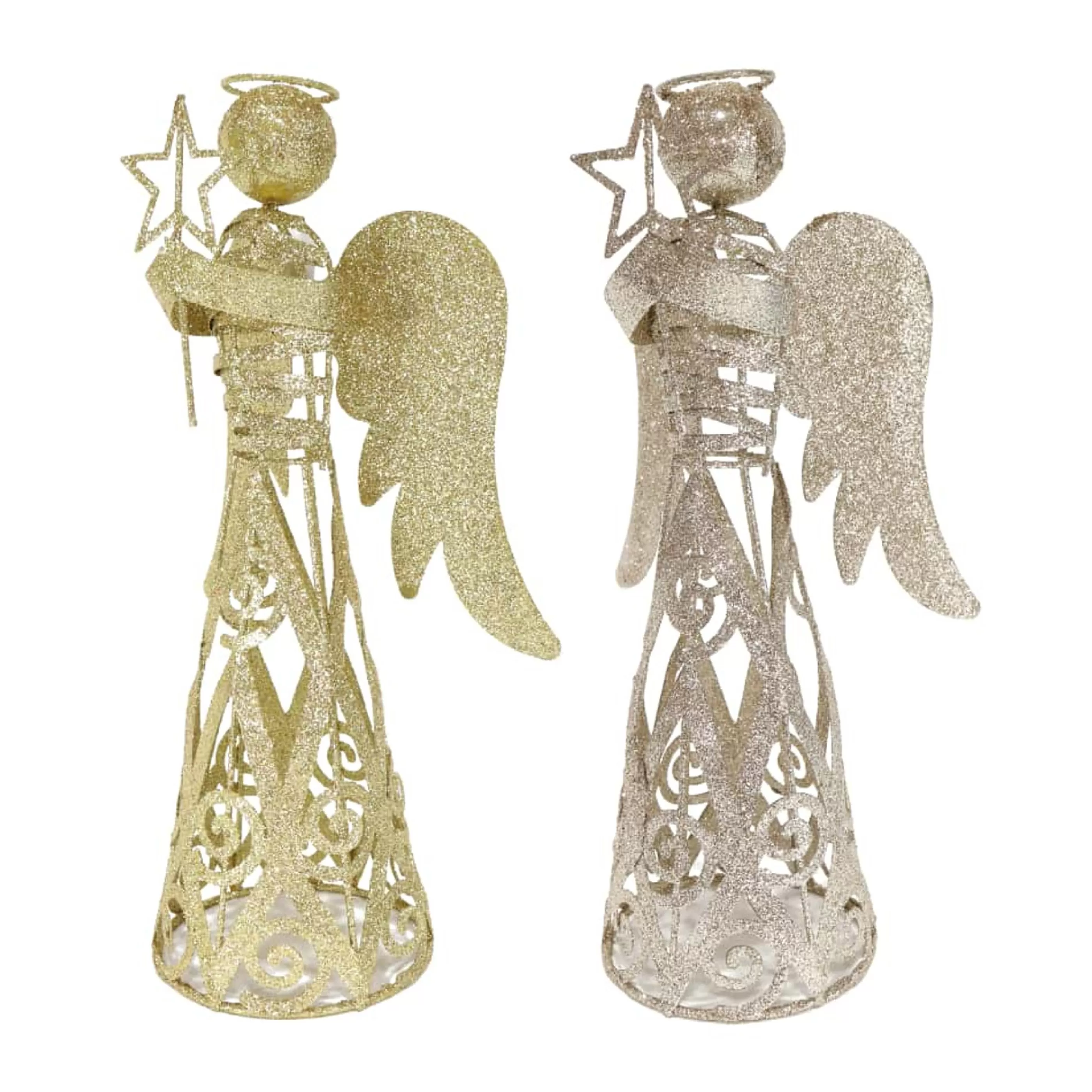 Outlet * Glitter Metal Angel (2 Colours) - 30Cm