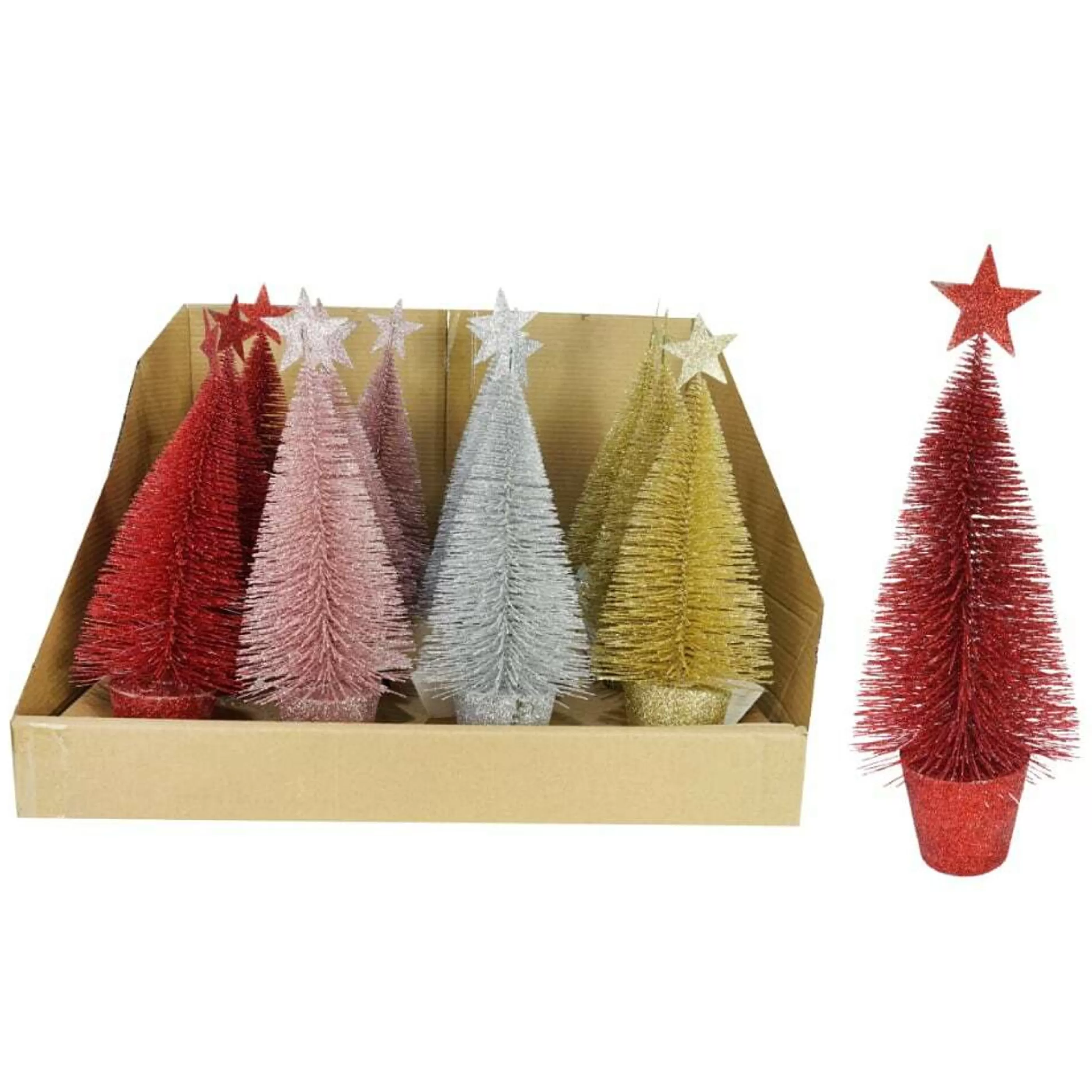 New * Glitter Tree With Star (4 Colours) - 25Cm