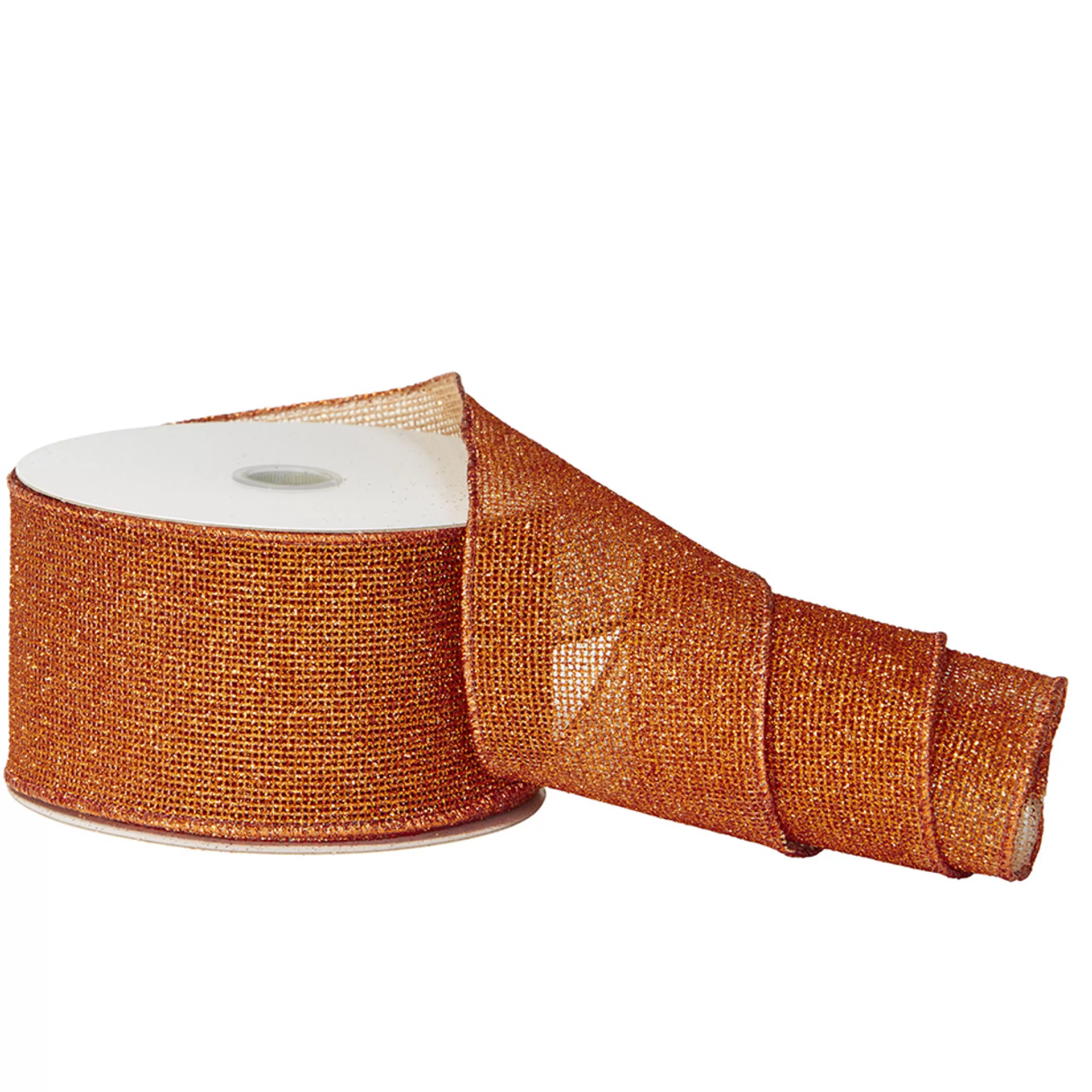 * Christmas Ribbon & Bows | Glittered Copper Mesh Ribbon - 10M