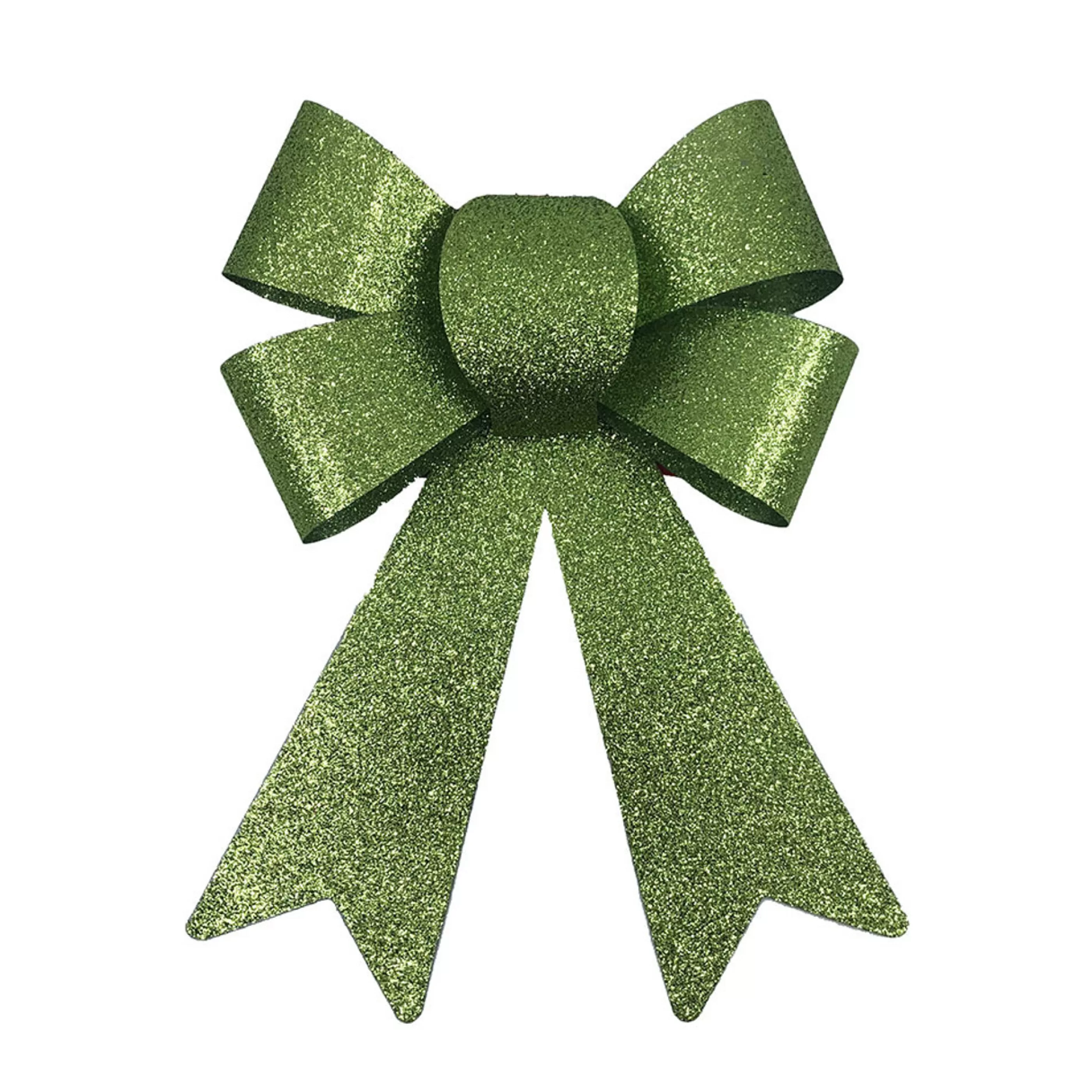 * Christmas Ribbon & Bows | Glittered Green Christmas Bow - 18Cm