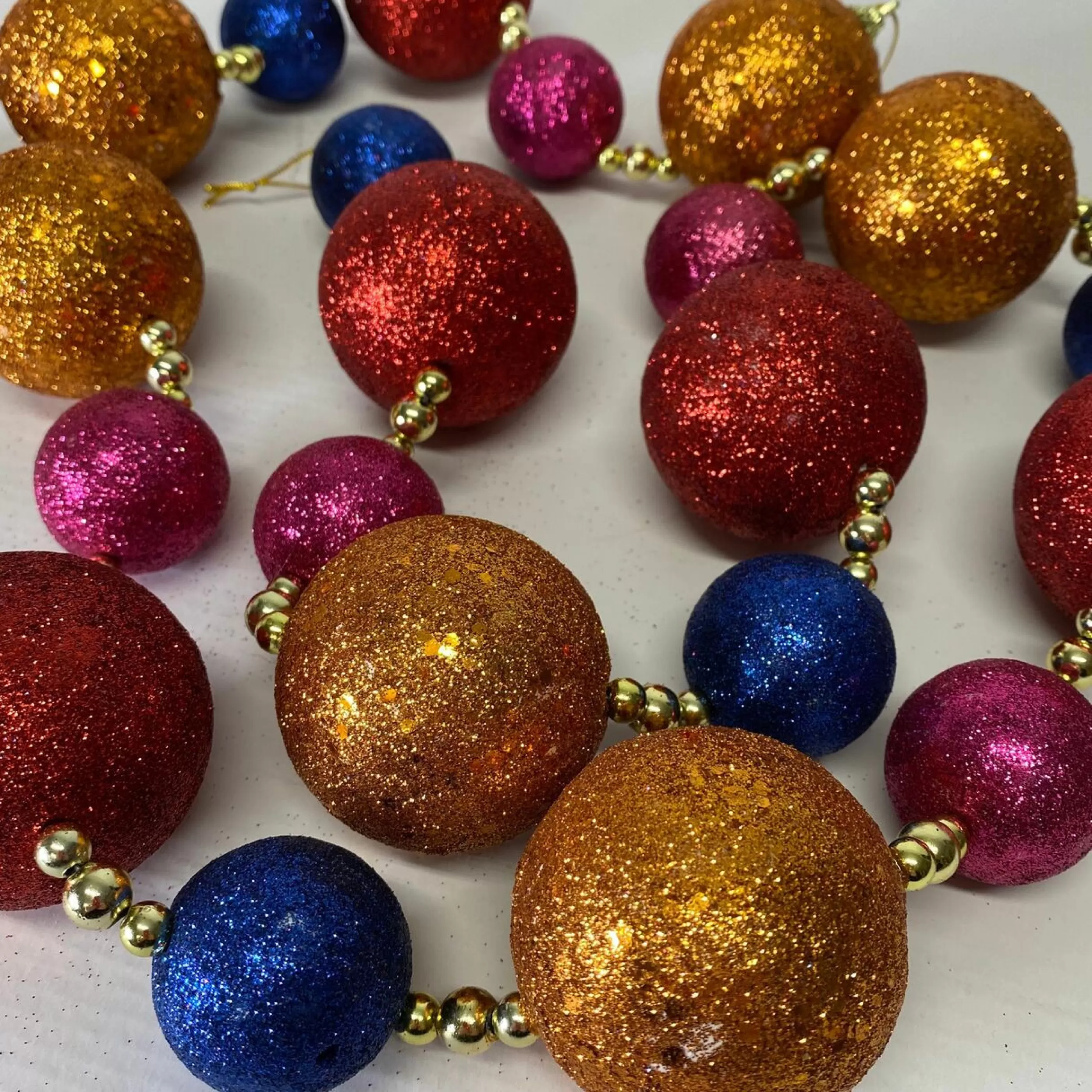 * Garlands | Glittered Multi Coloured Bauble Garland - 170Cm