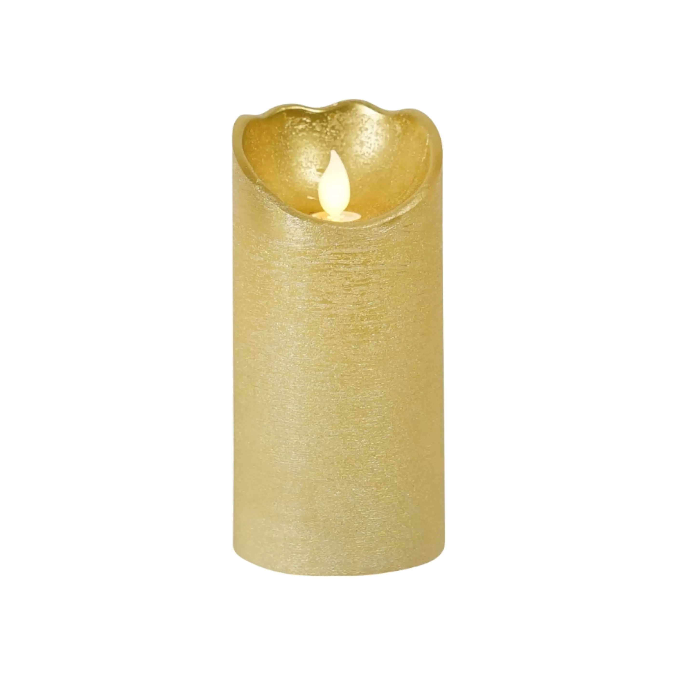 * Table Top Decorations | Gold Beacon Led Wax Pillar - 15Cm