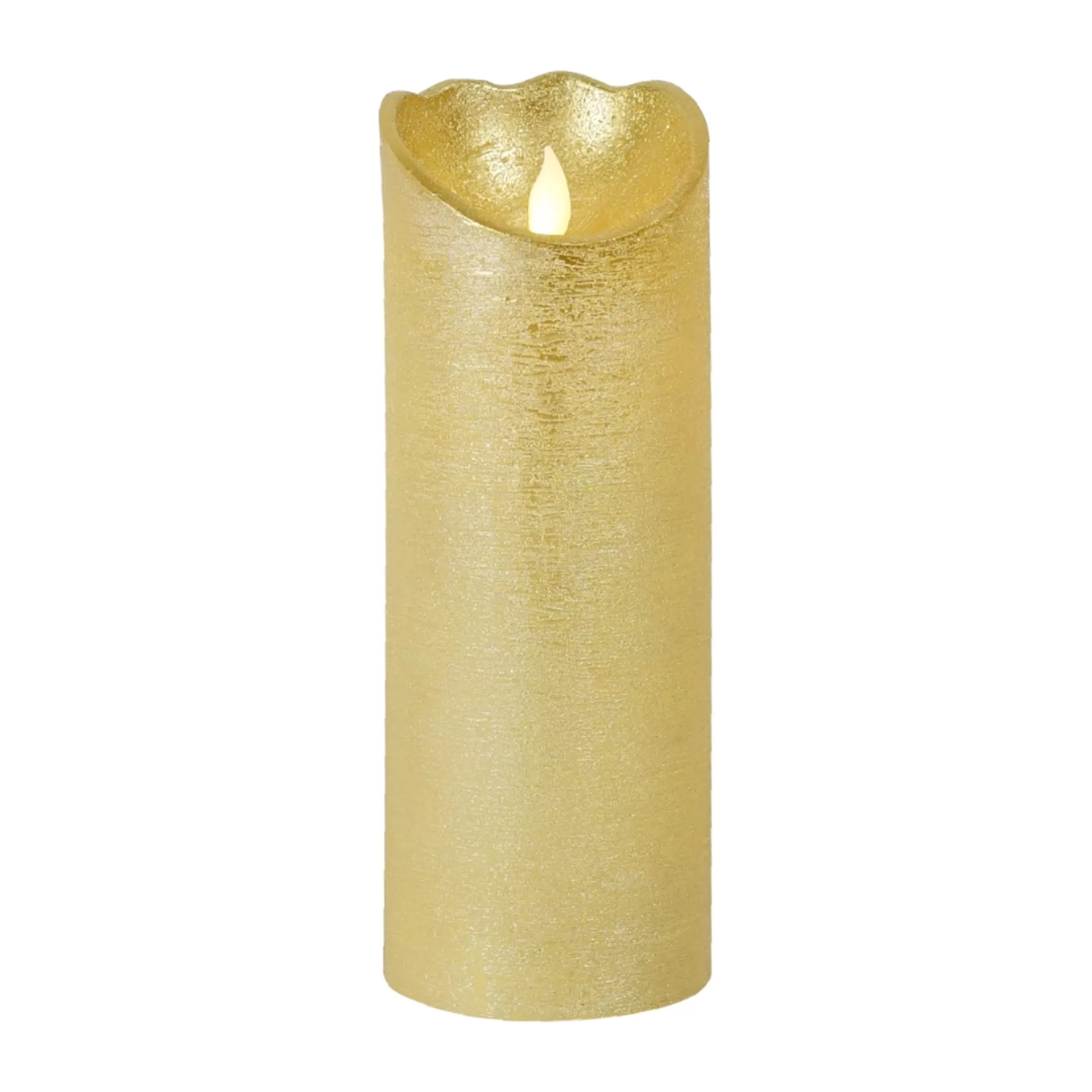 * Table Top Decorations | Gold Beacon Led Wax Pillar - 20Cm