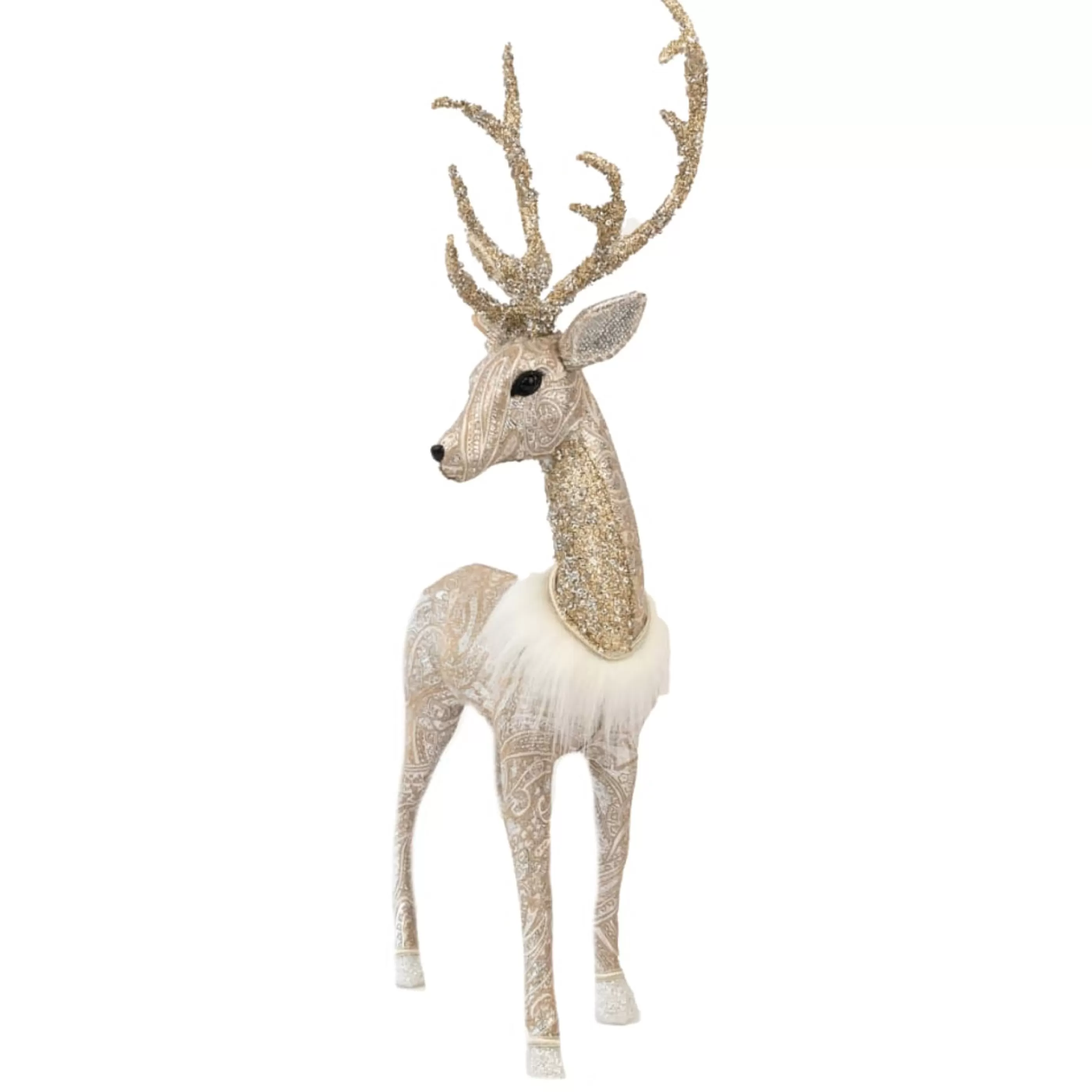 * Table Top Decorations | Gold Cream Natural Deer Standing - 55Cm