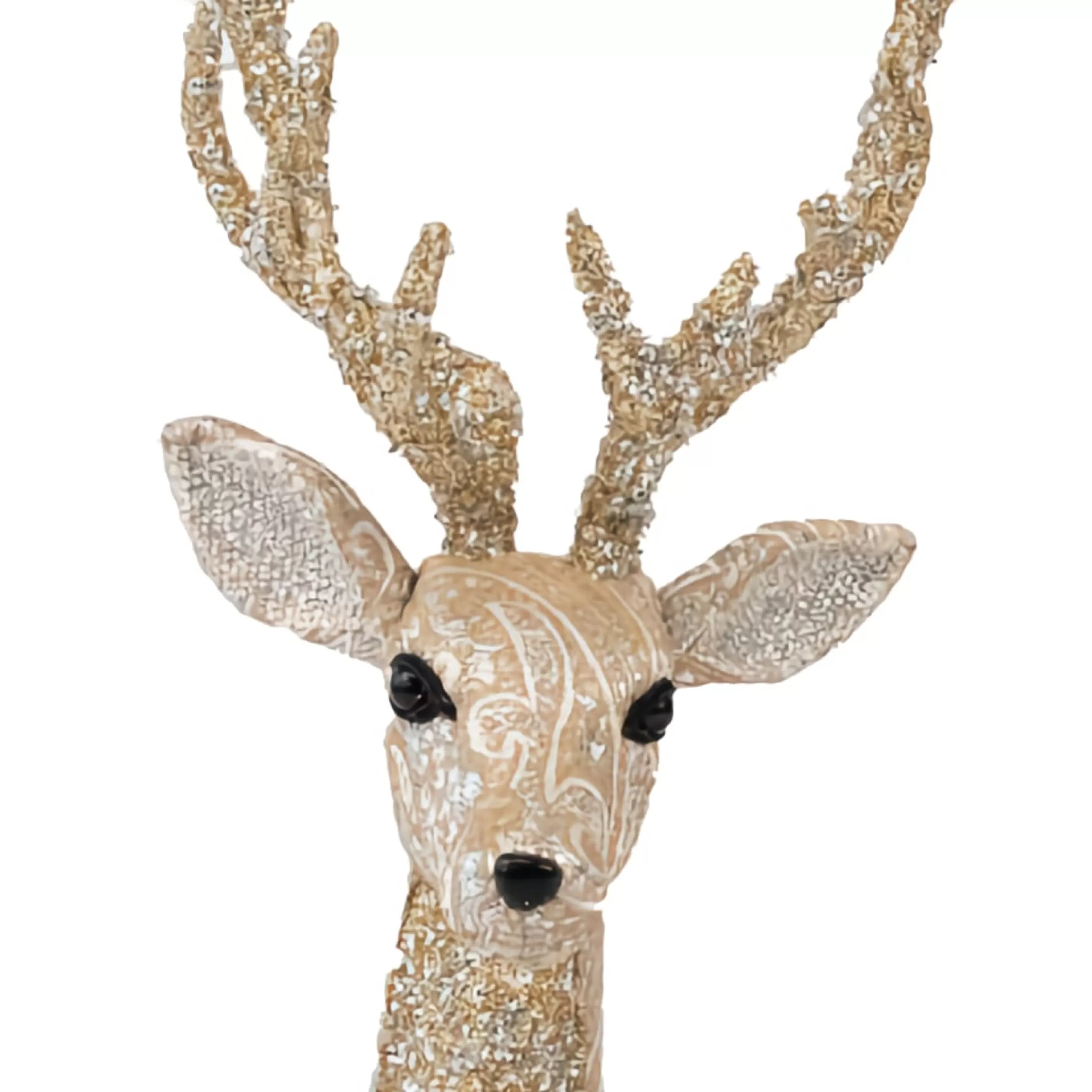 * Table Top Decorations | Gold Cream Natural Sitting Deer - 41Cm