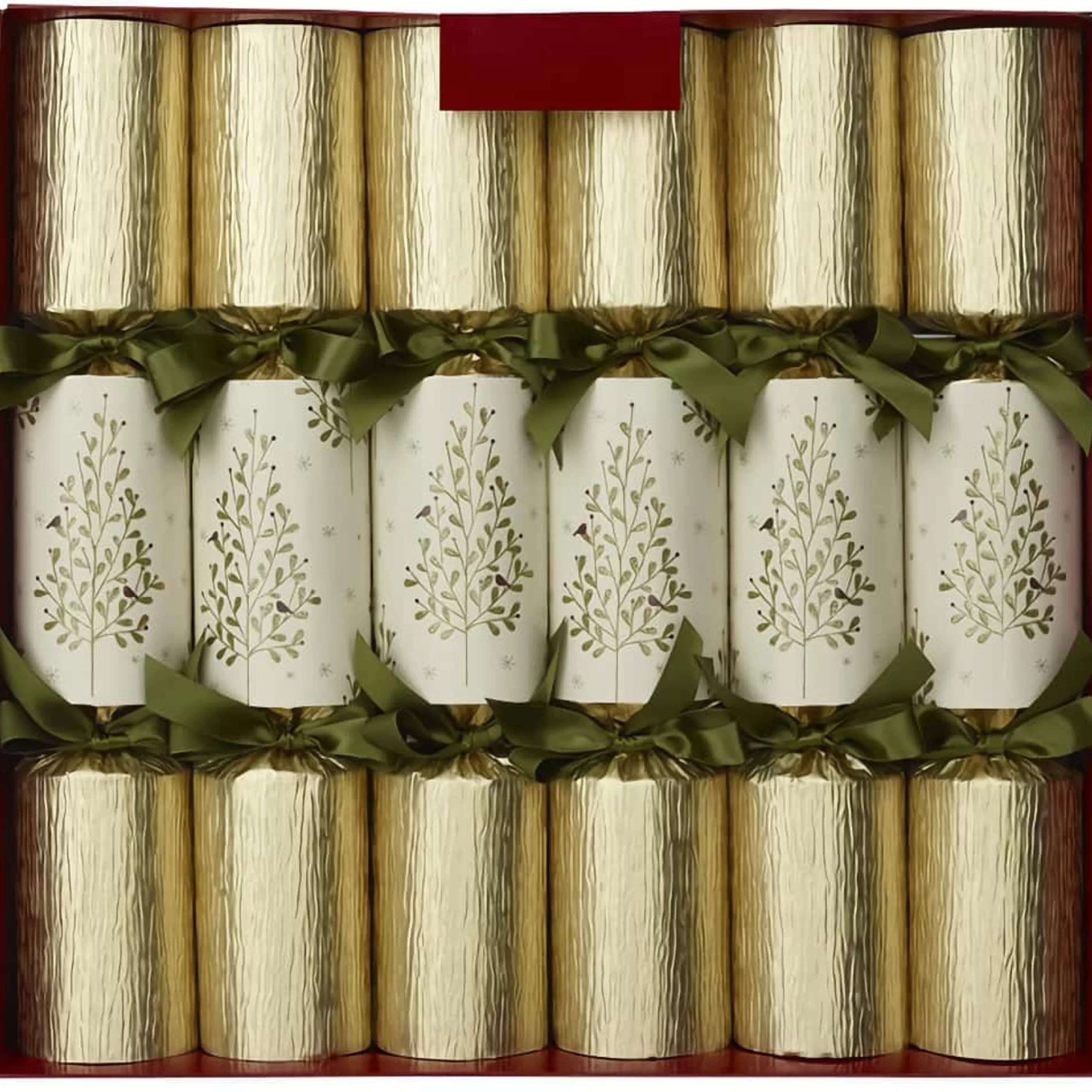 Fashion Olde English Crackers Gold Cream Olive Tree Christmas Crackers - 35.5Cm