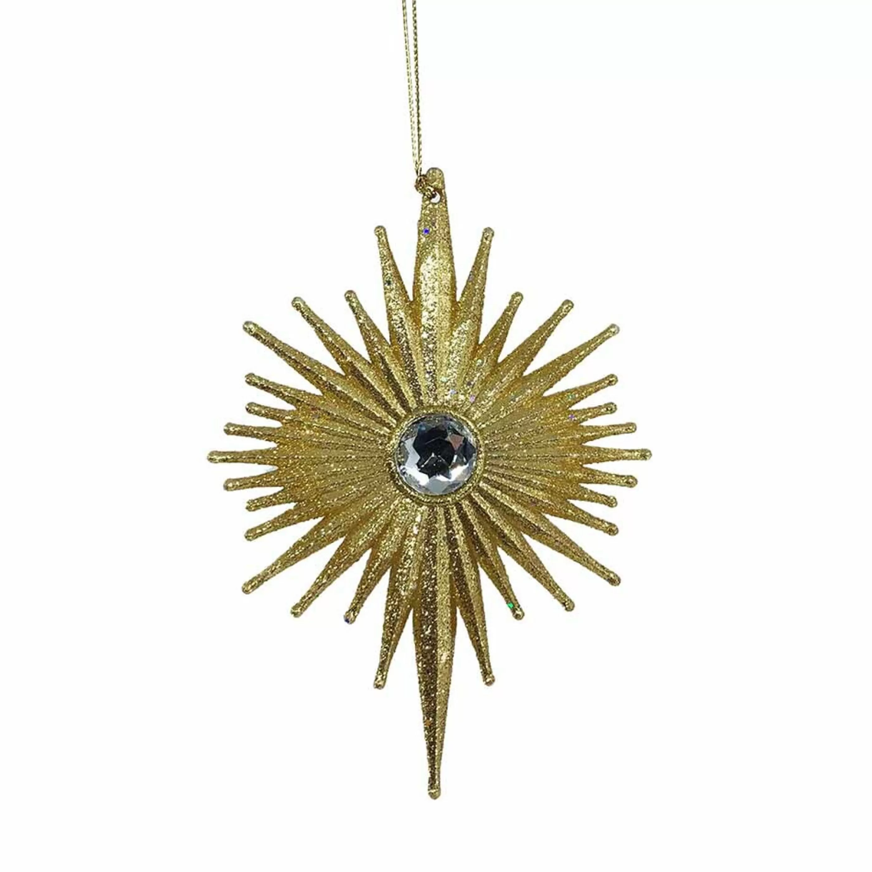 * Hanging Christmas Ornaments | Gold Gem Burst Ornament - 14Cm