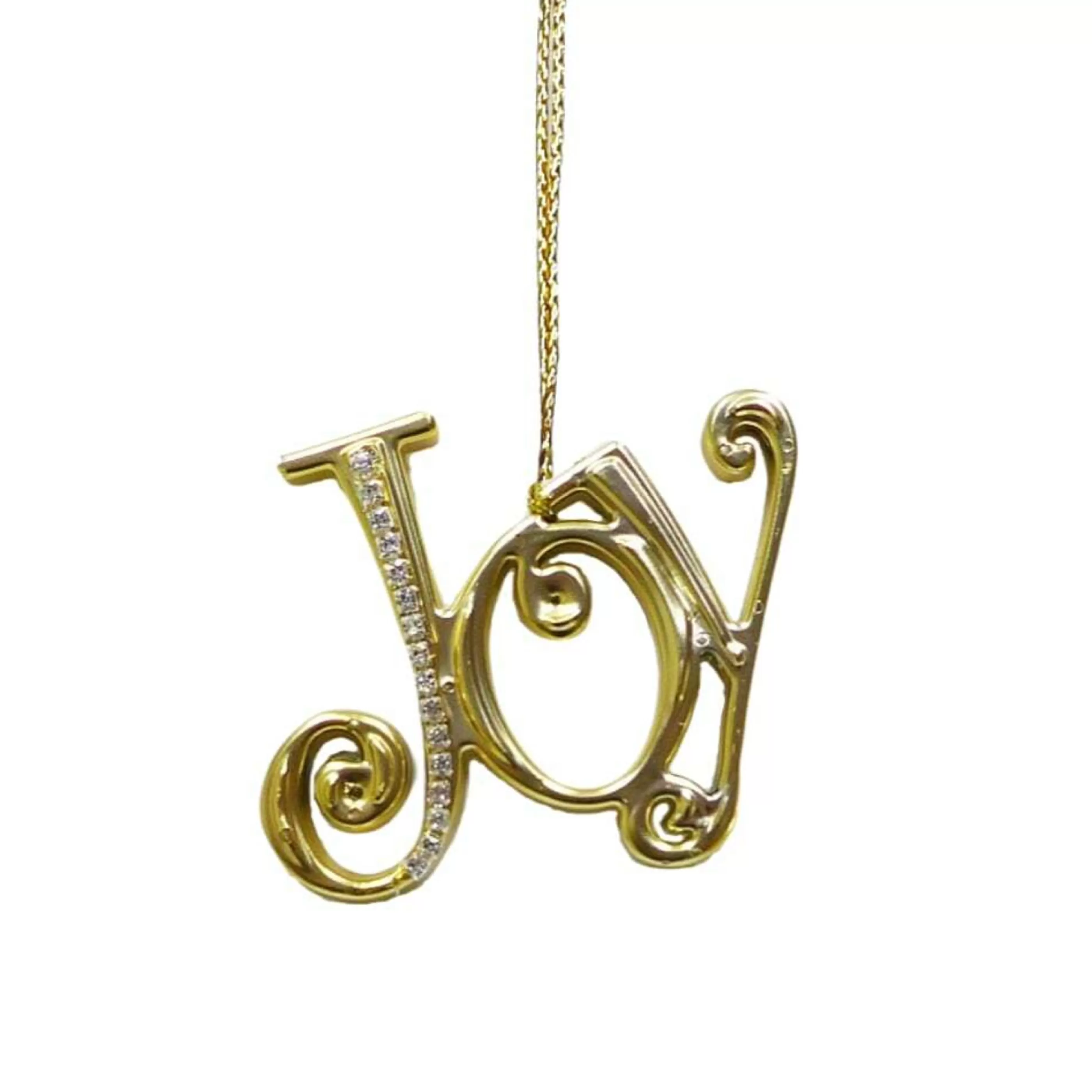 * Hanging Christmas Ornaments | Gold Hanging Joy Ornament - 8Cm