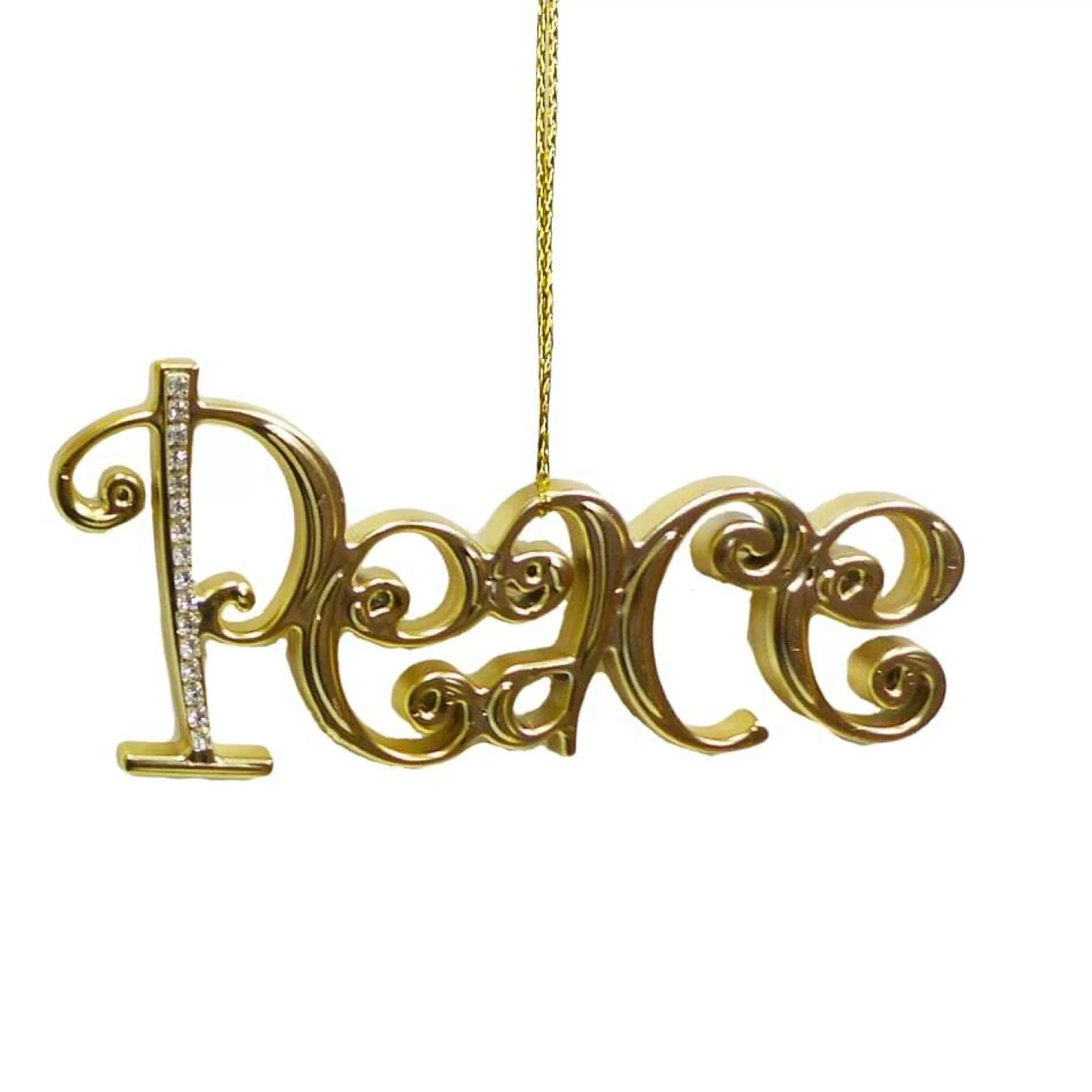 * Hanging Christmas Ornaments | Gold Hanging Peace Ornament - 15Cm