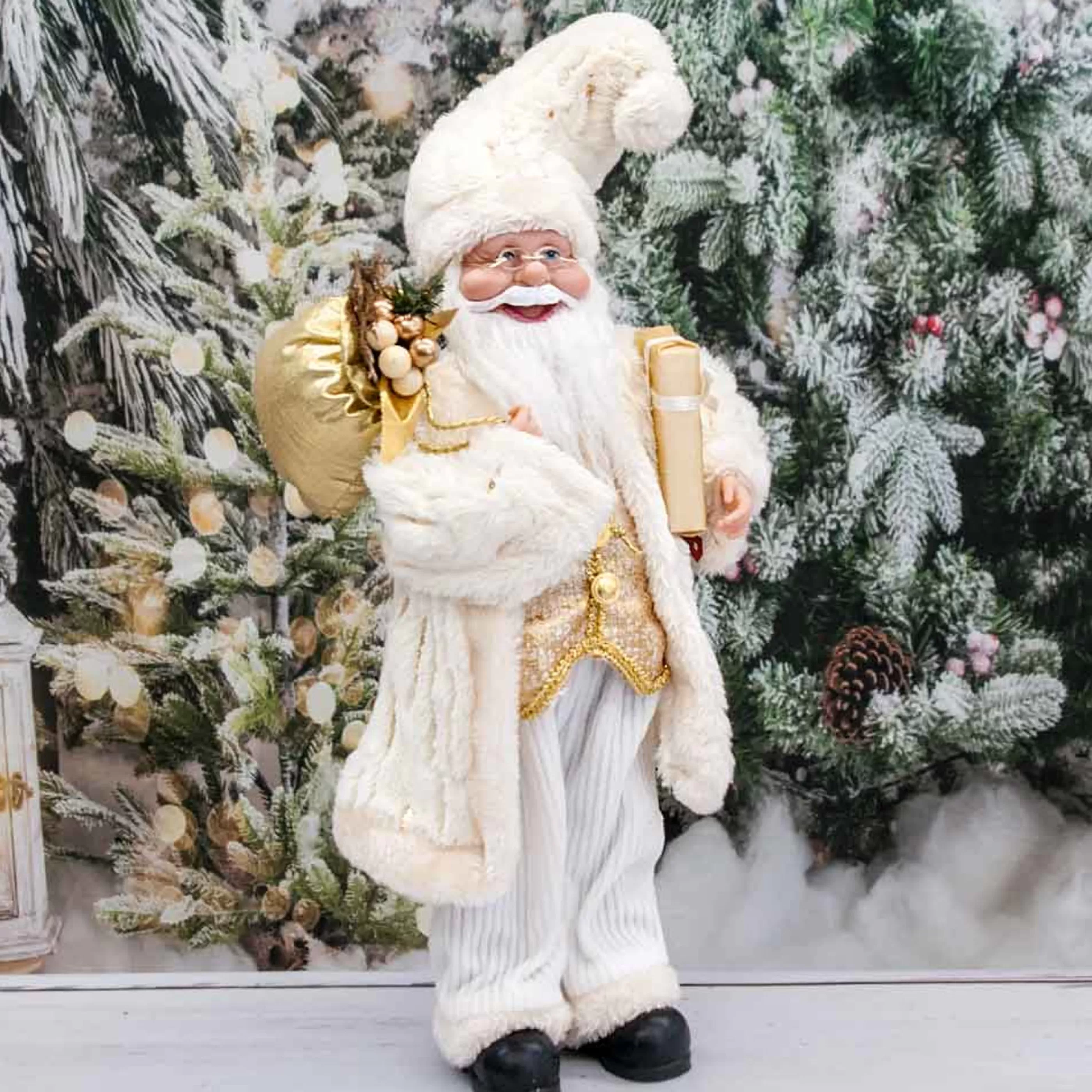 Hot * Gold Ivory Santa Claus - 45Cm