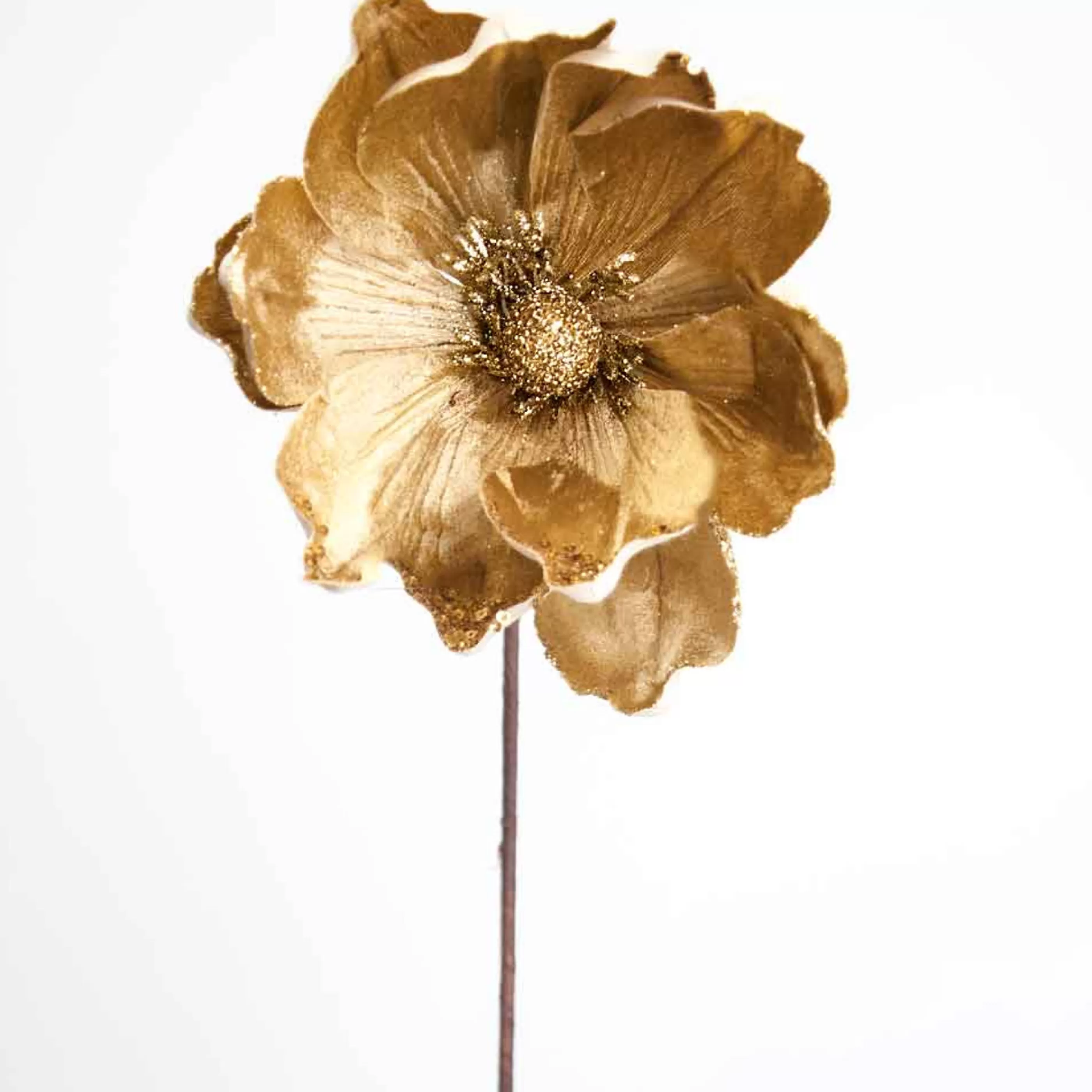 * Floristry | Gold Magnolia Flower With Sequins - 22Cm