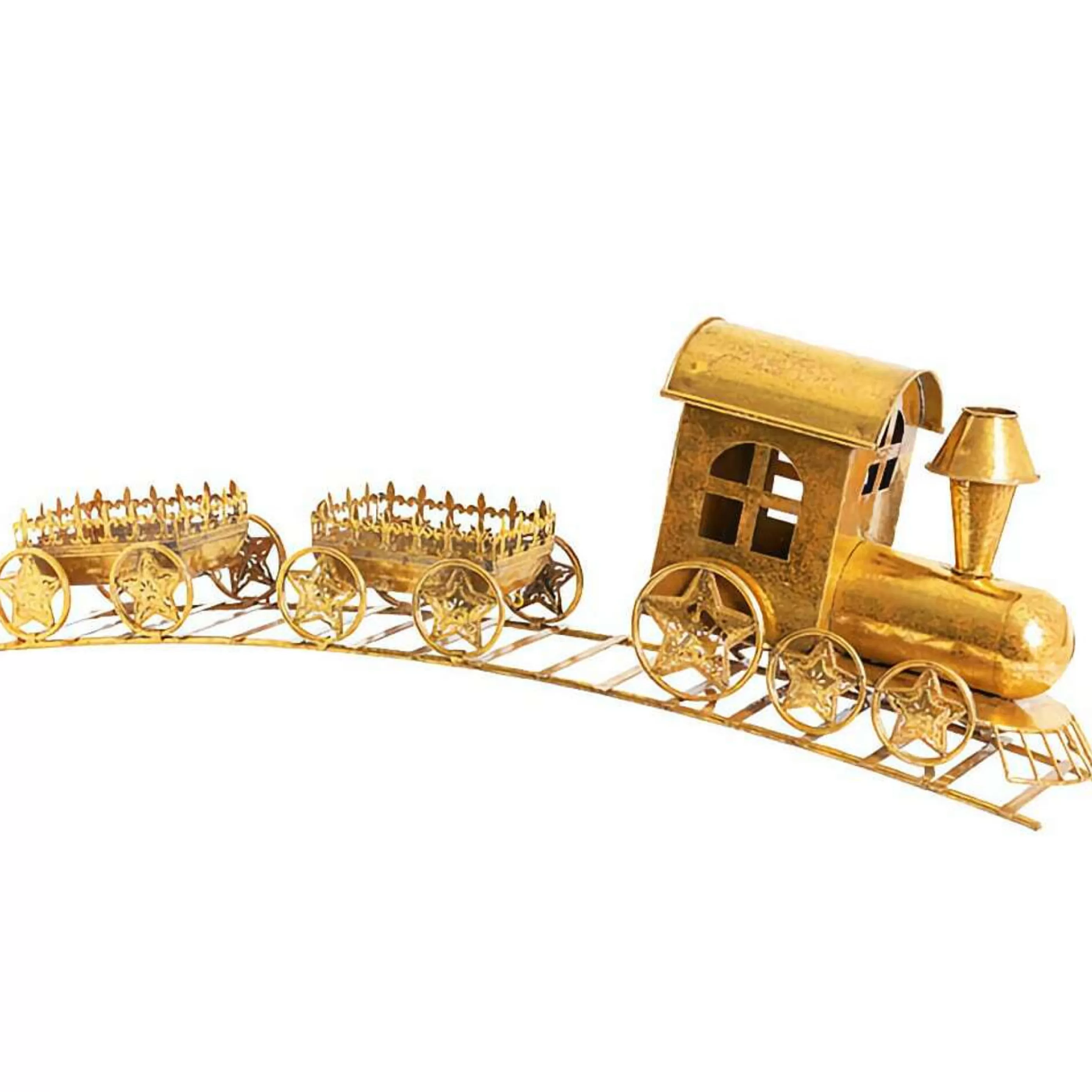 * Table Top Decorations | Gold Metal Train Decoration - 80Cm