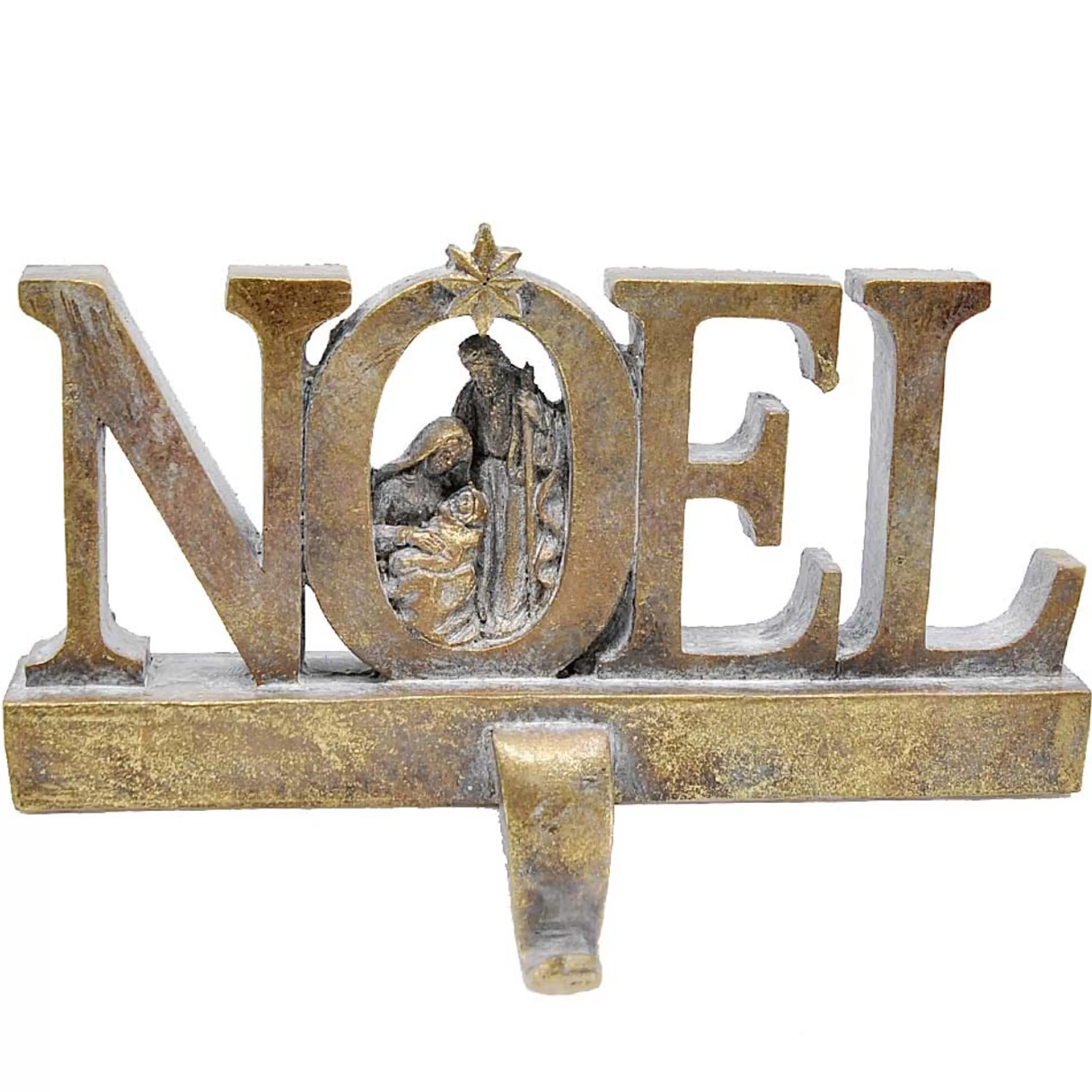 Hot * Gold Nativity Stocking Hanger Noel - 22Cm