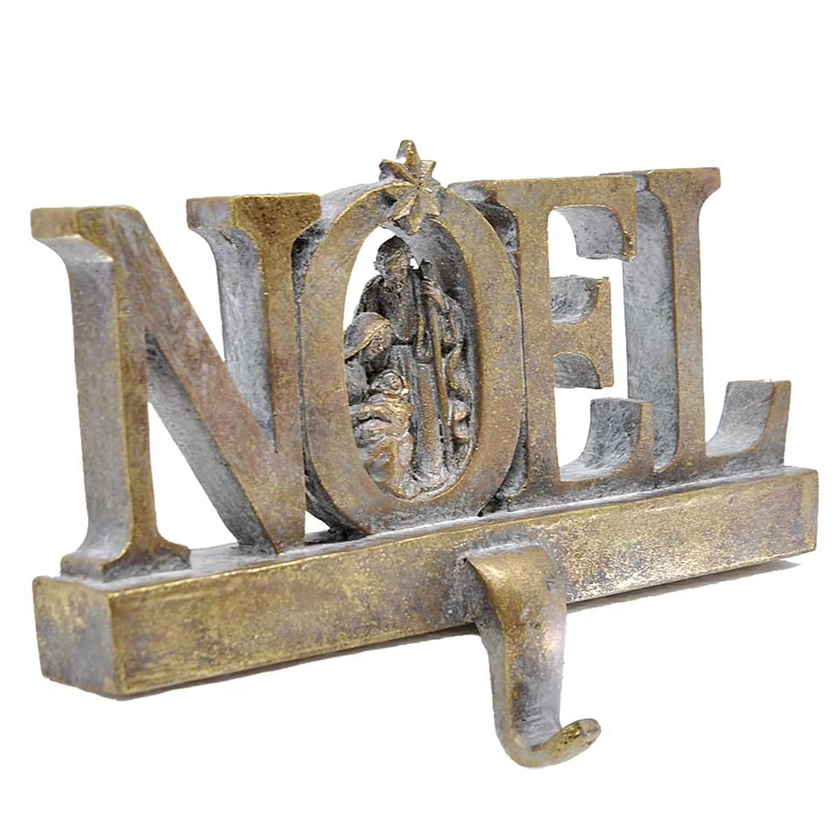 Hot * Gold Nativity Stocking Hanger Noel - 22Cm