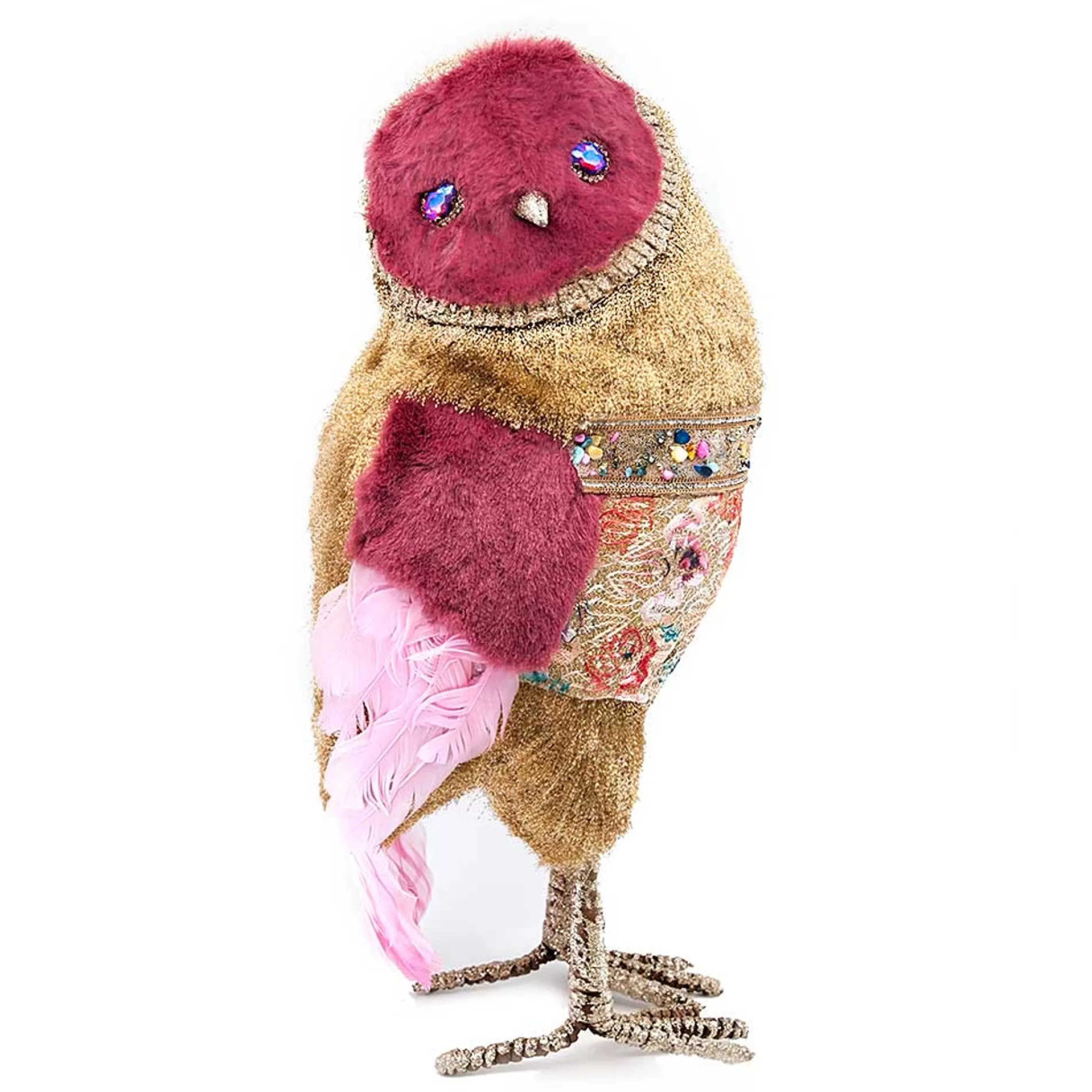 * Birds & Butterflies | Gold Pink Pastel Collection Owl - 42Cm