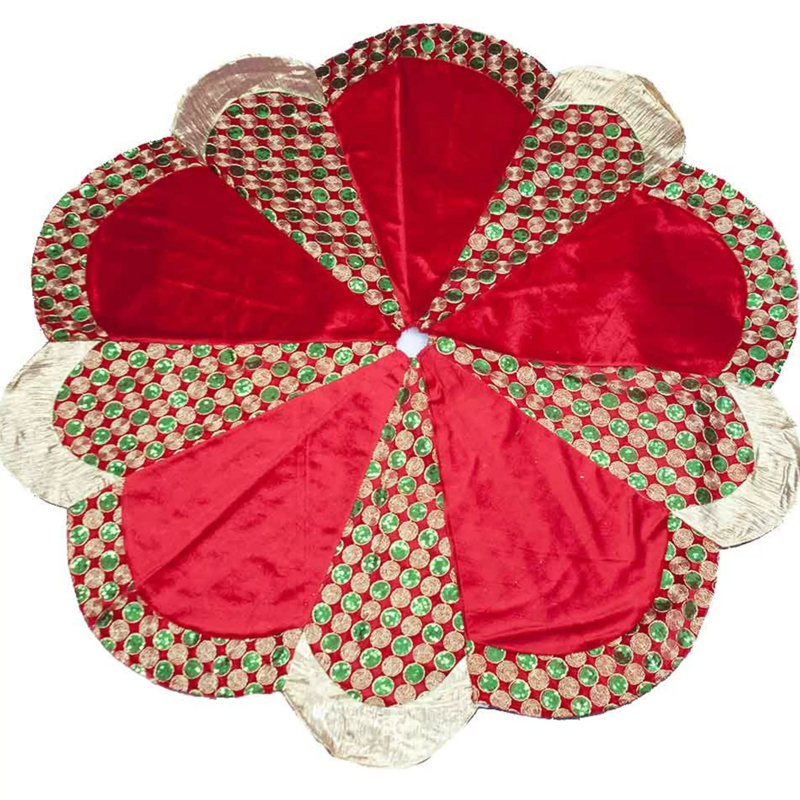 Fashion * Gold Red Checkered Tree Skirt - 120Cm