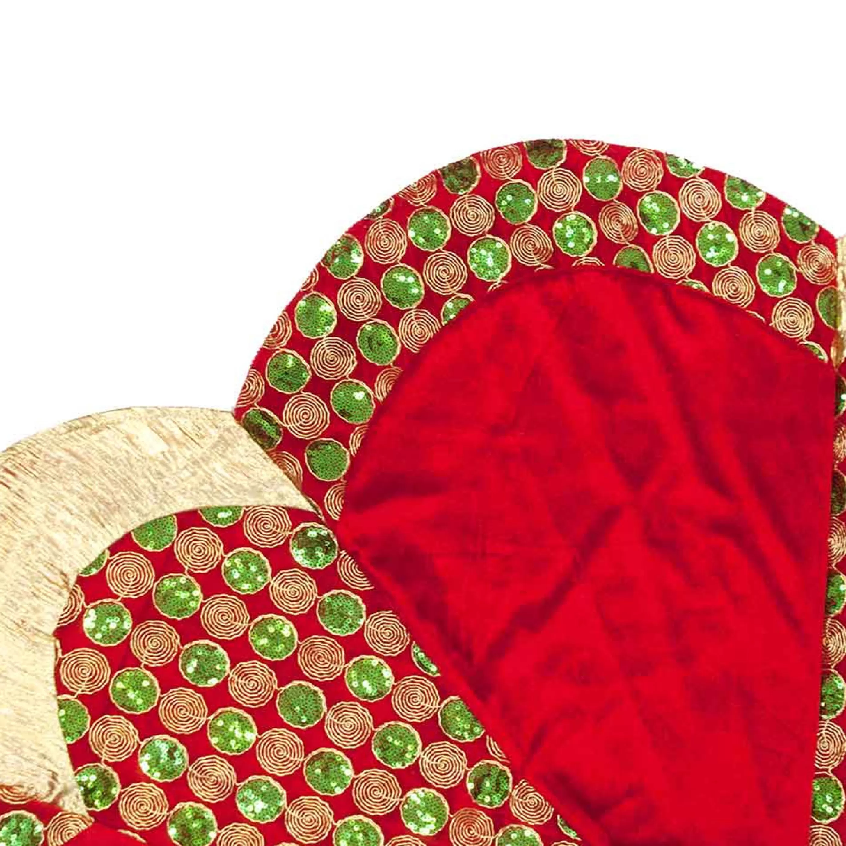 Fashion * Gold Red Checkered Tree Skirt - 120Cm