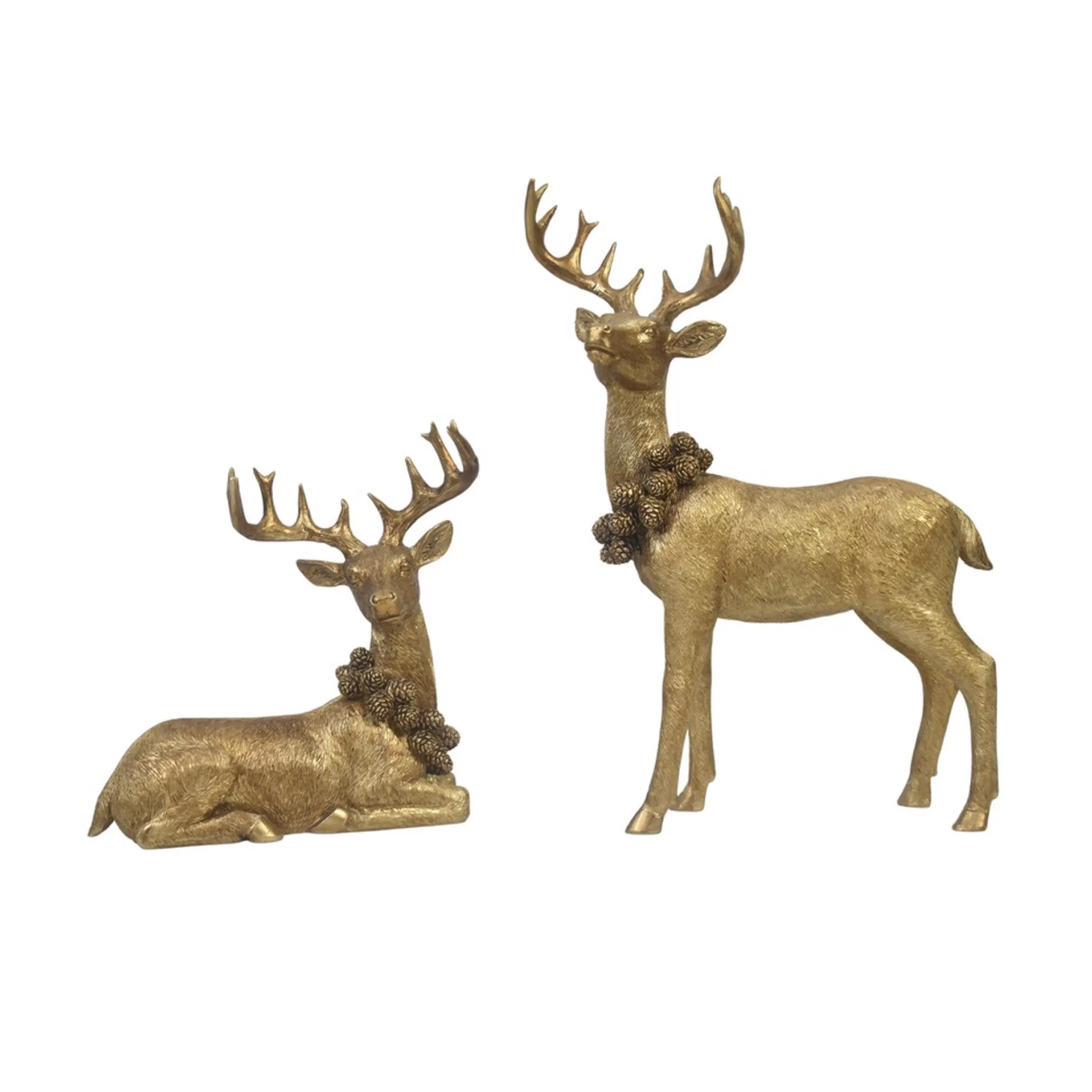 * Table Top Decorations | Gold Reindeer Sitting Standing (2 Styles) - 30Cm