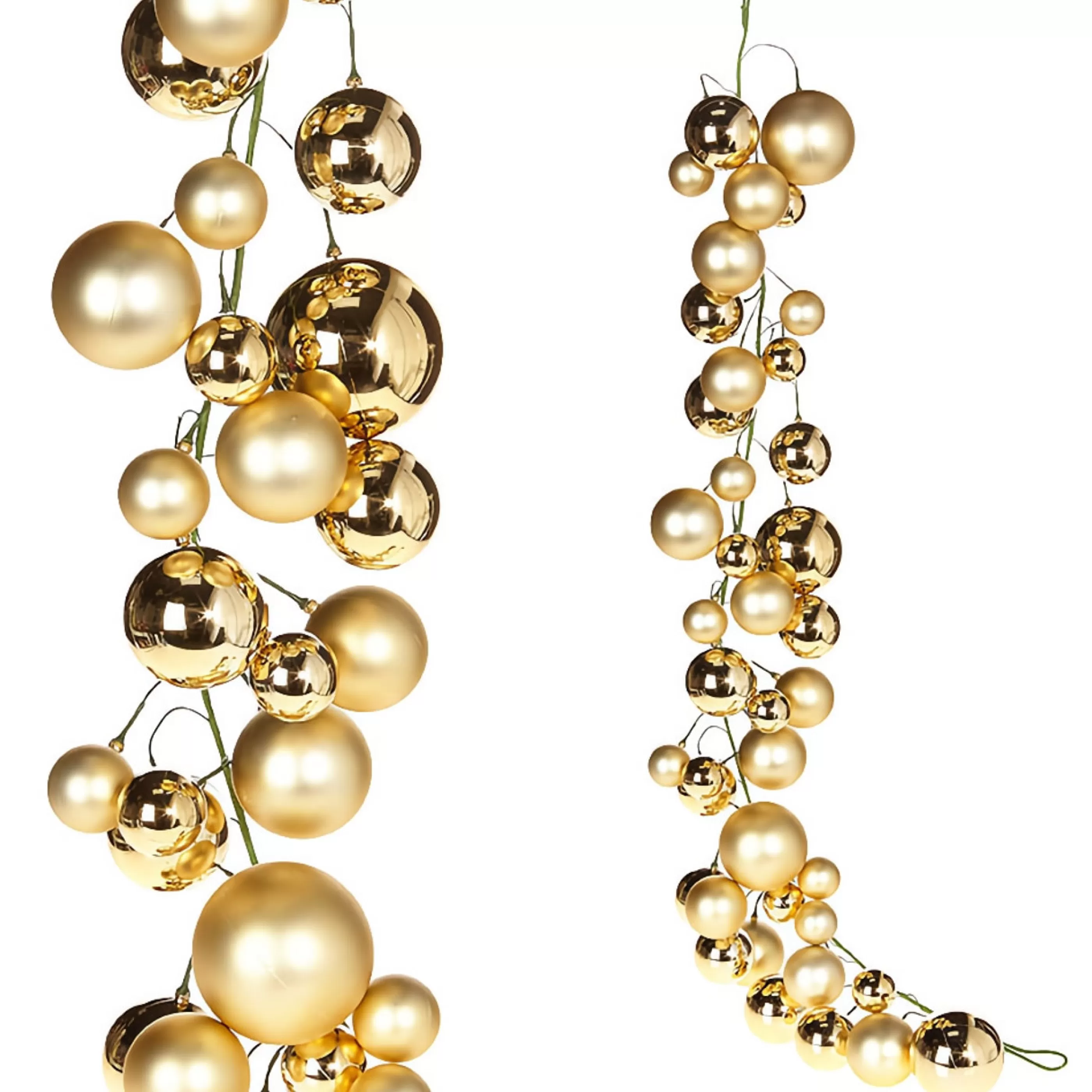 RAZ Imports Garlands | Gold Shiny Matte Bauble Garland - 1.2M