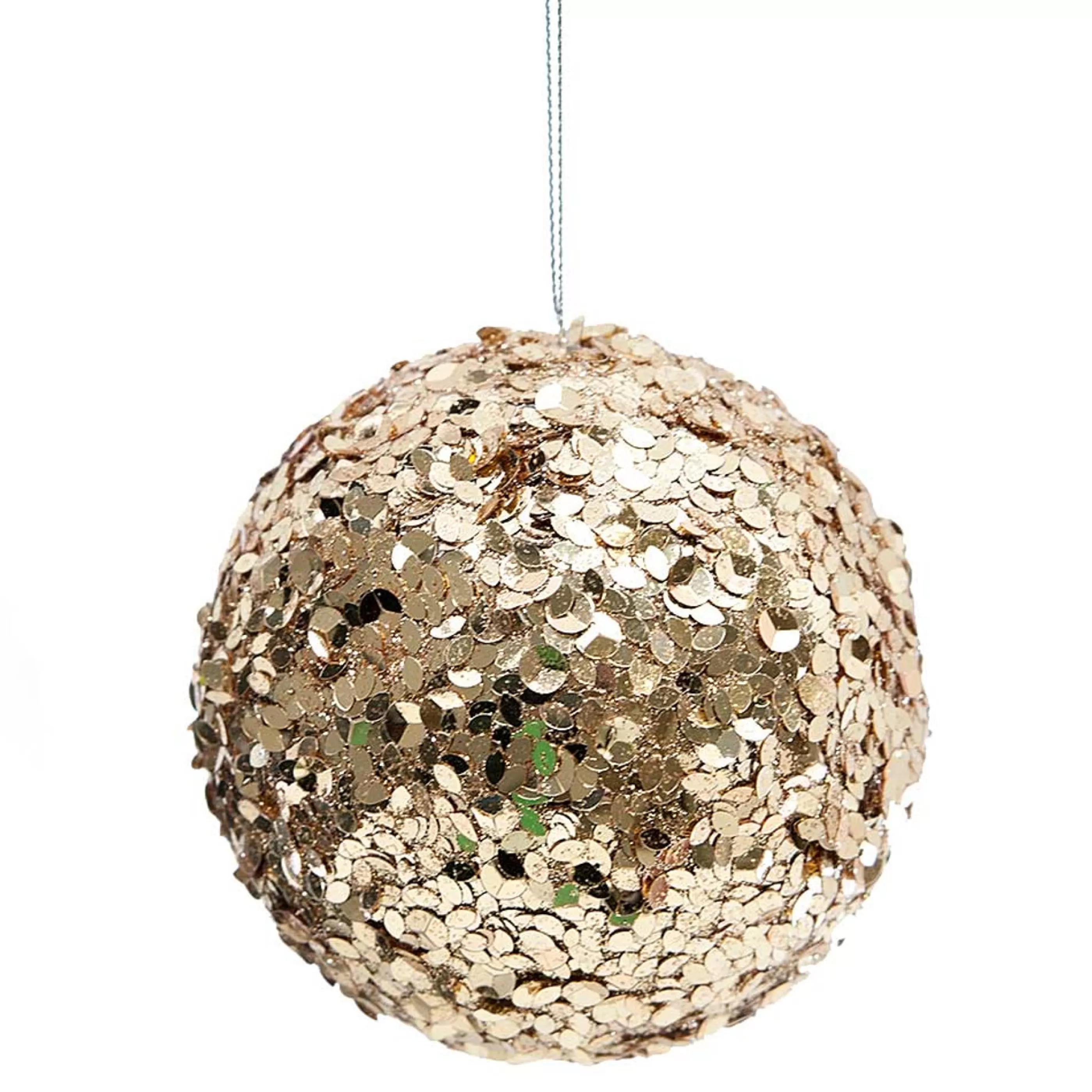 * Hanging Christmas Baubles | Gold Sparkle Sequin Hanging Bauble - 10Cm