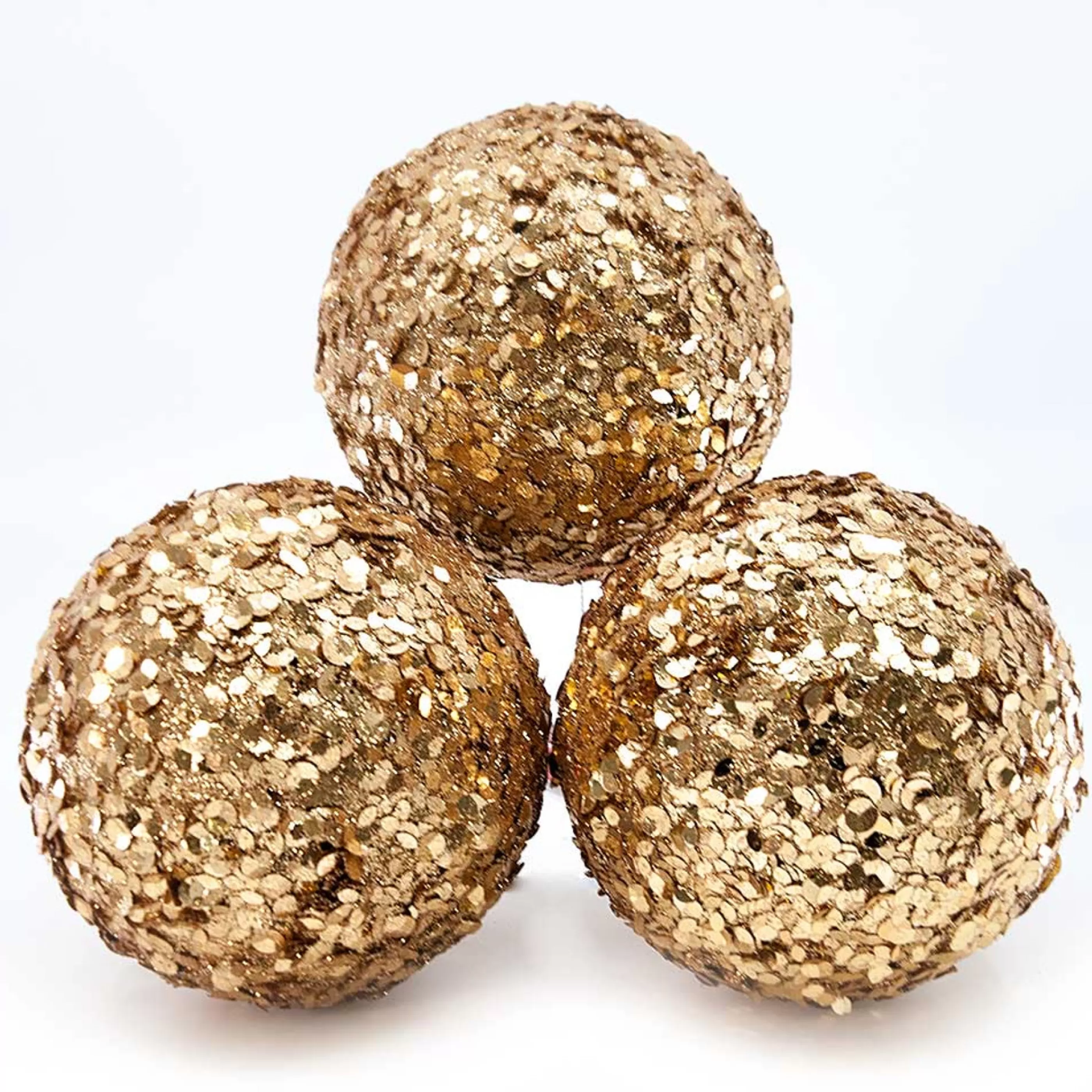 * Hanging Christmas Baubles | Gold Sparkle Sequin Hanging Bauble - 10Cm