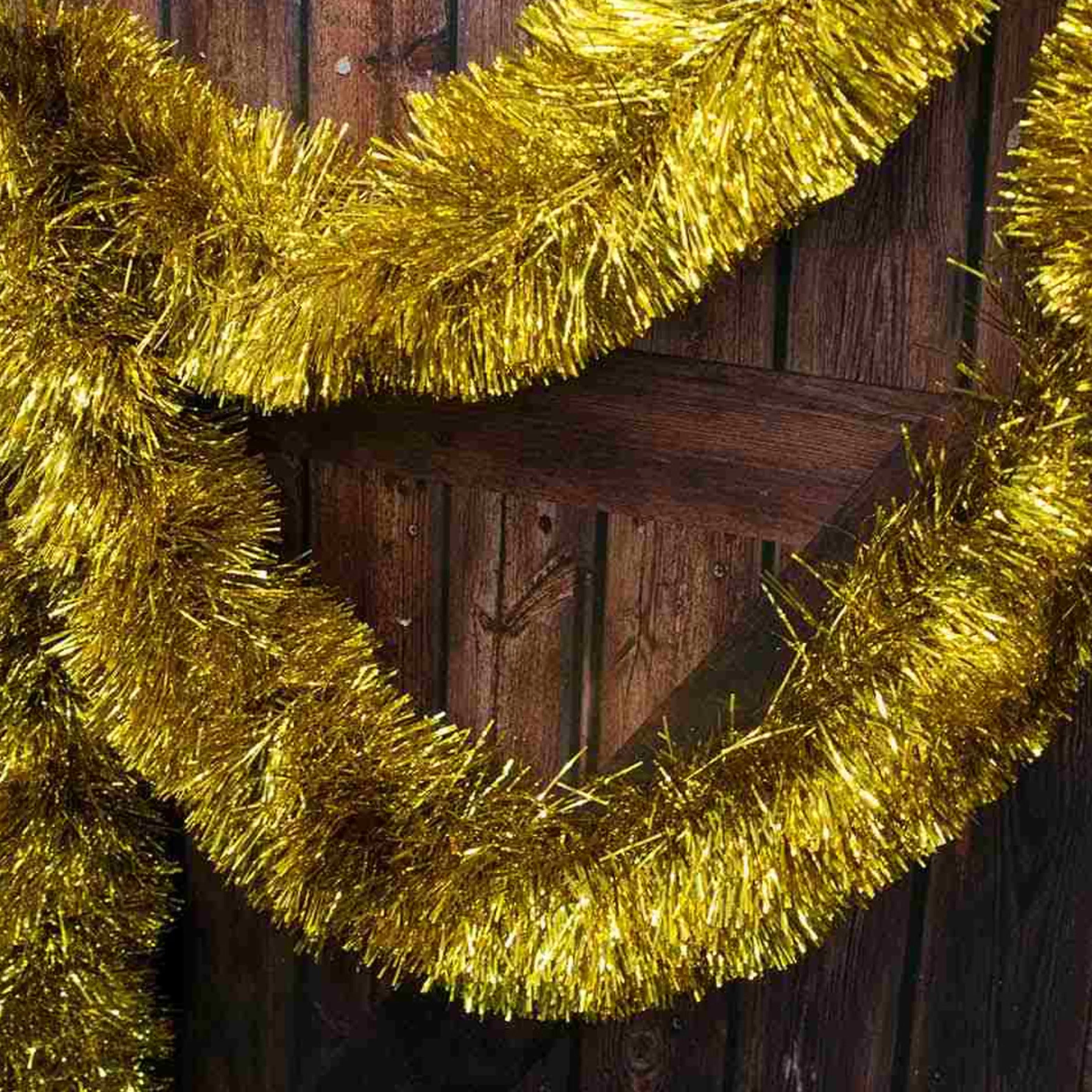 * Christmas Tinsel & Foil Decorations | Gold Tinsel Extra Plush (14 Ply) - 5M