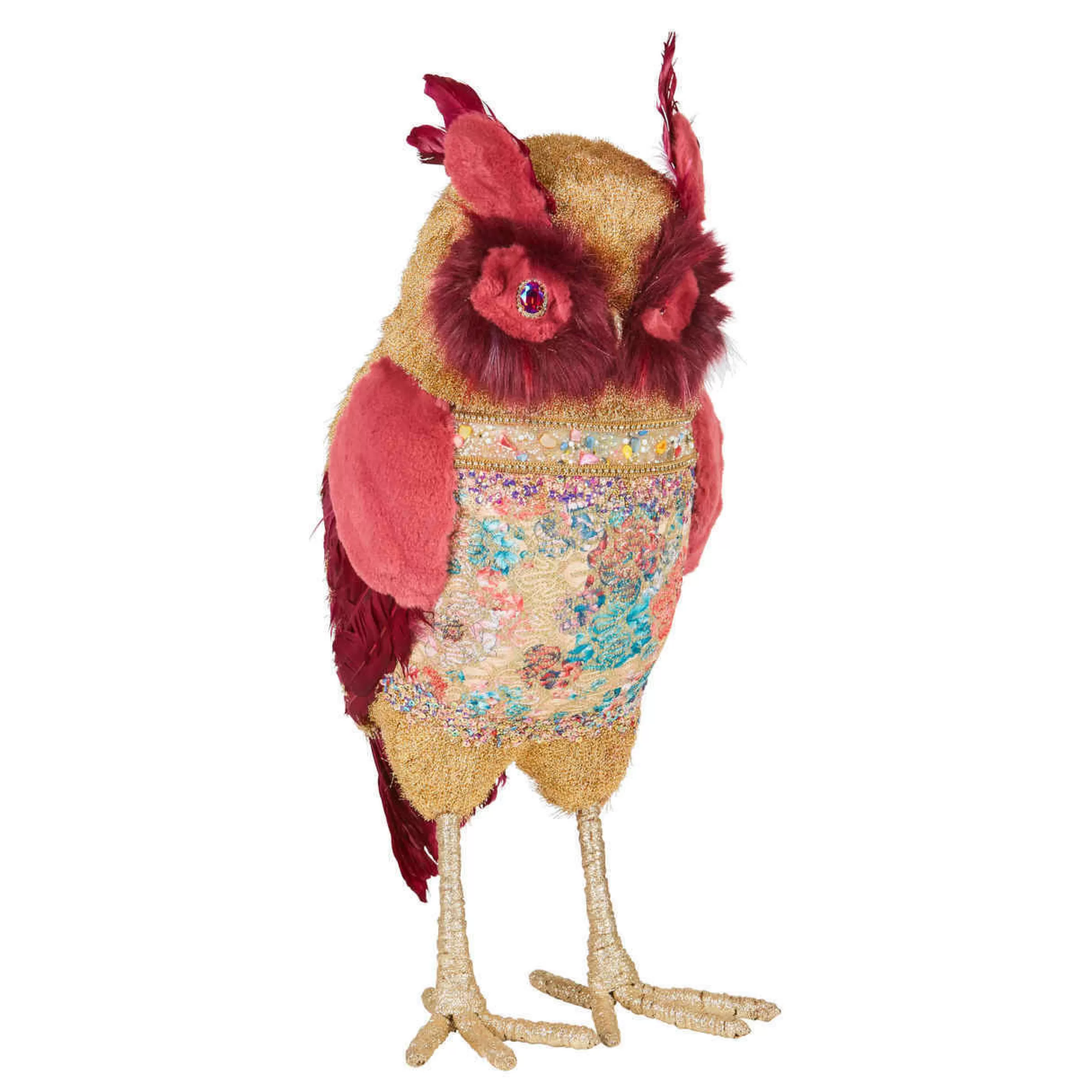 * Birds & Butterflies | Golden Brocade Owl With Magenta Trim - 55Cm