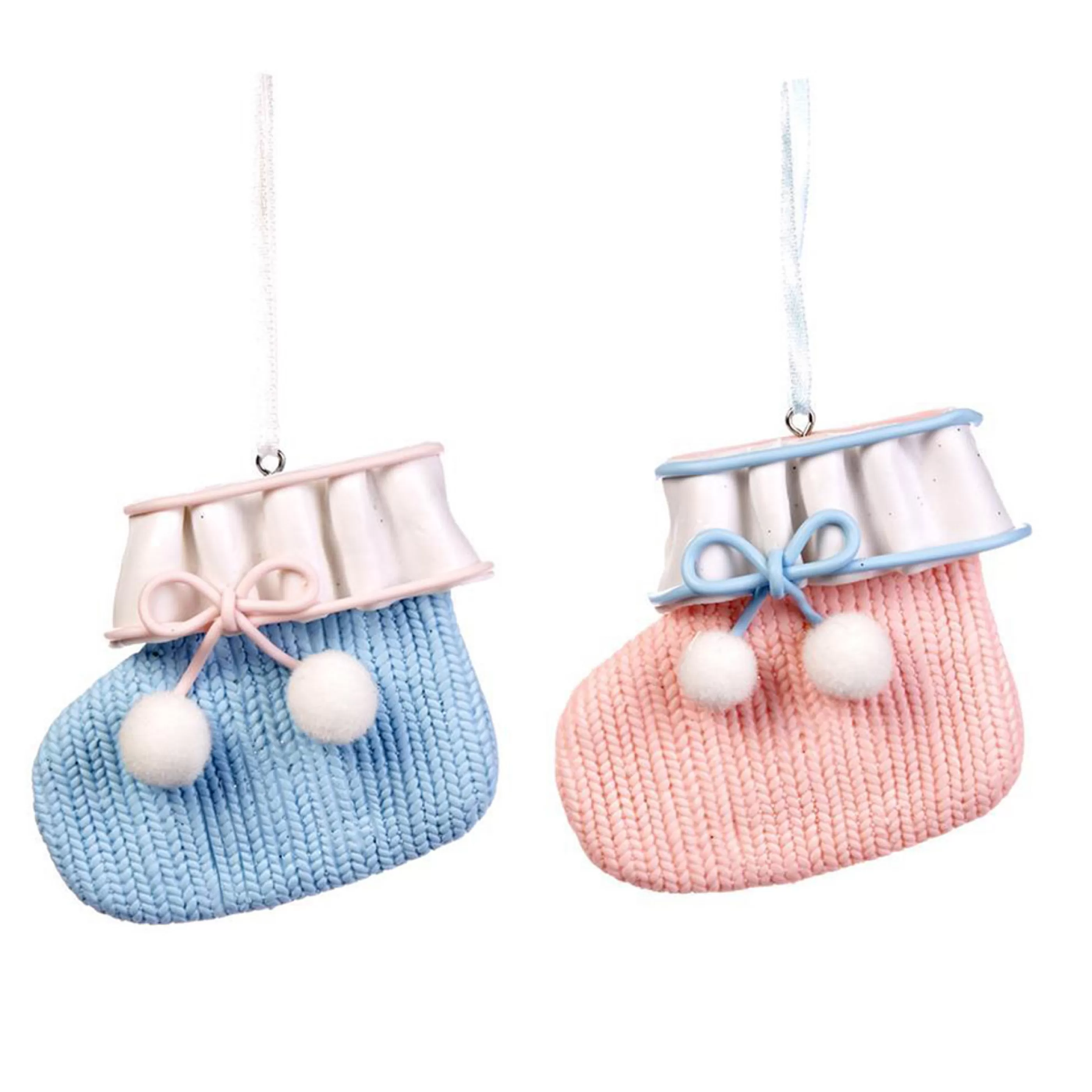 Goodwill Christmas Hanging Christmas Ornaments | Goodwill Clay Baby Boot Pink And Blue - 9Cm