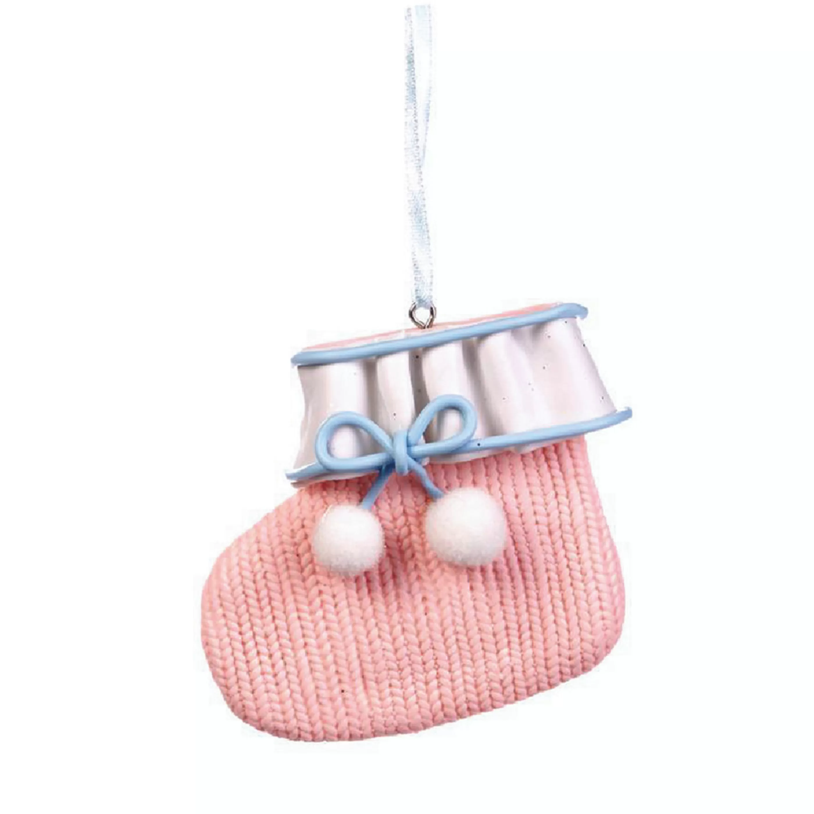 Goodwill Christmas Hanging Christmas Ornaments | Goodwill Clay Baby Boot Pink And Blue - 9Cm