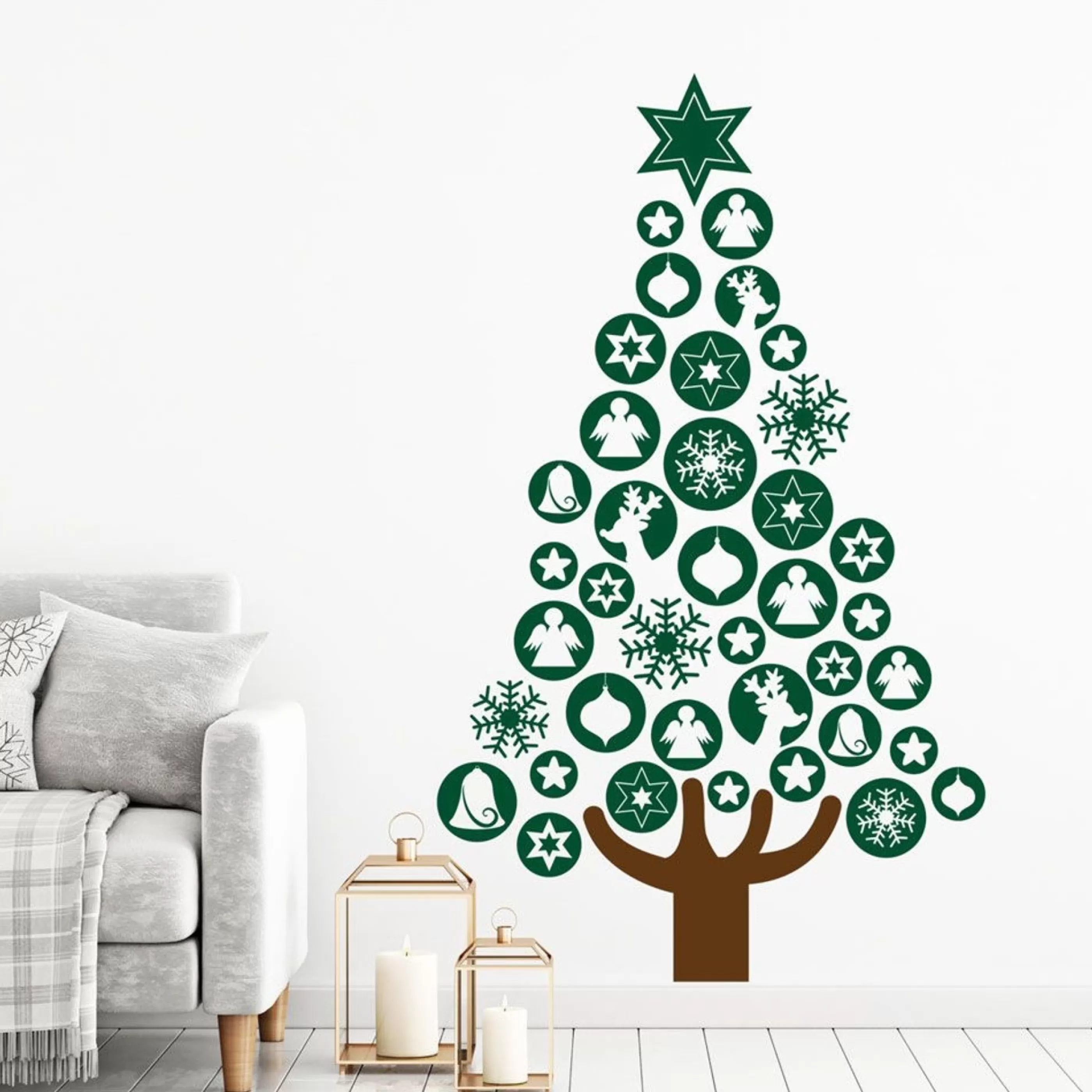 * Wall Signs & Decorations | Green Baubles Christmas Tree Wall Decal