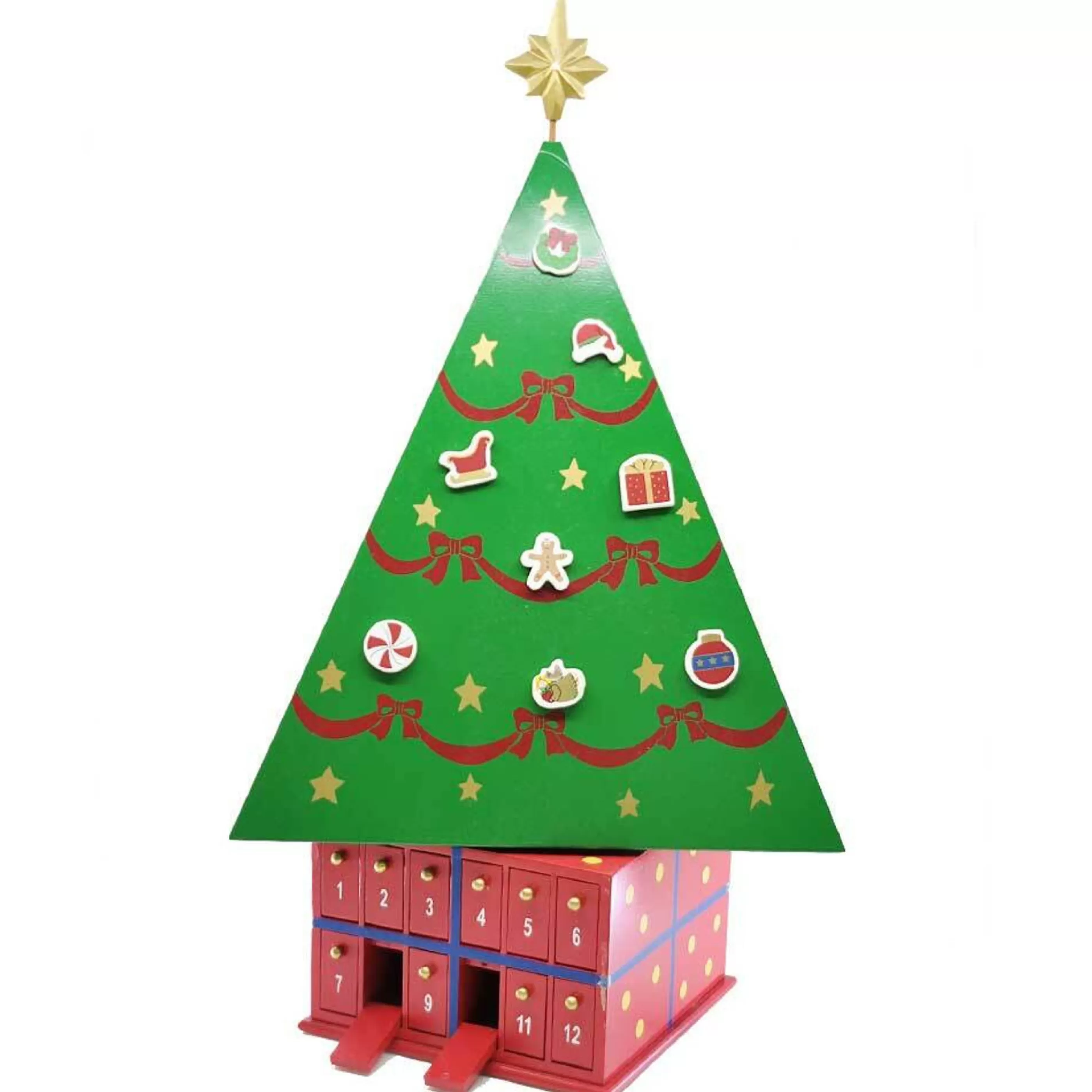 Hot * Green Christmas Tree Advent Calendar With Ornaments - 54Cm